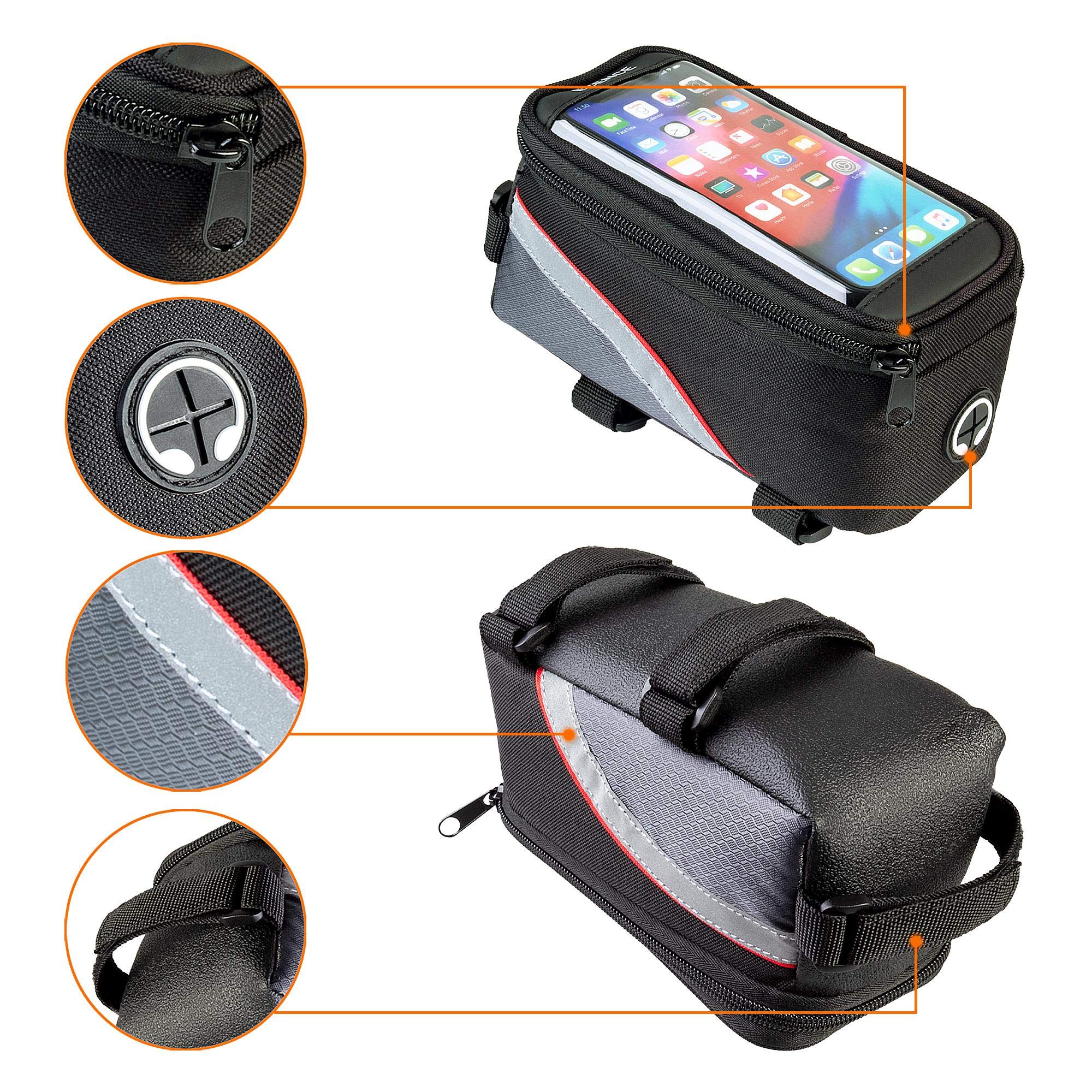 Ecence borsa telaio bici portacellulare impermeabile display touch