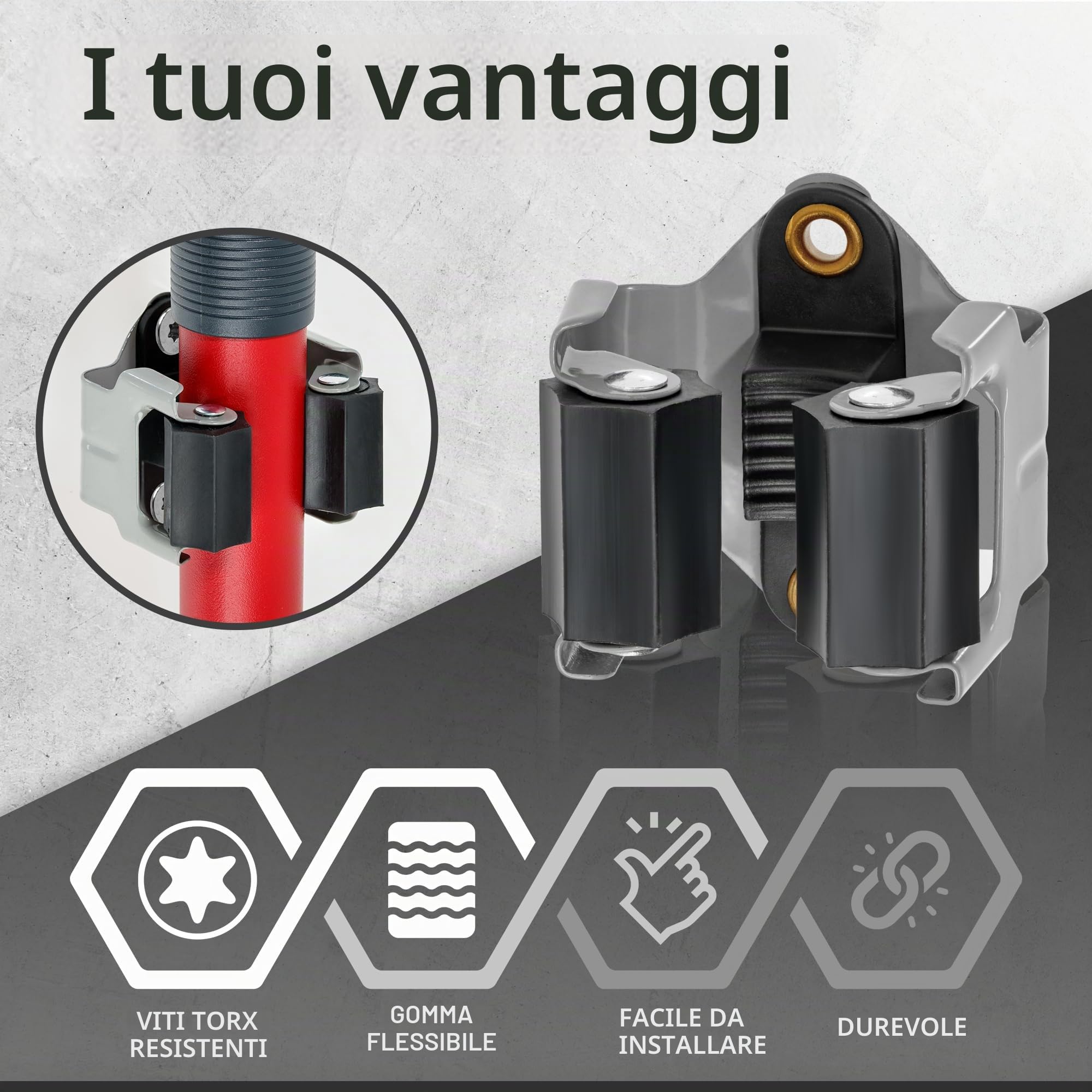 ECENCE Portascope Parete Acciaio 8 Pezzi con Viti Torx Grigio