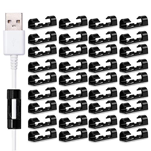 ECENCE Clip Fermacavi Autoadesive Nere 80 Pezzi 7 mm ABS