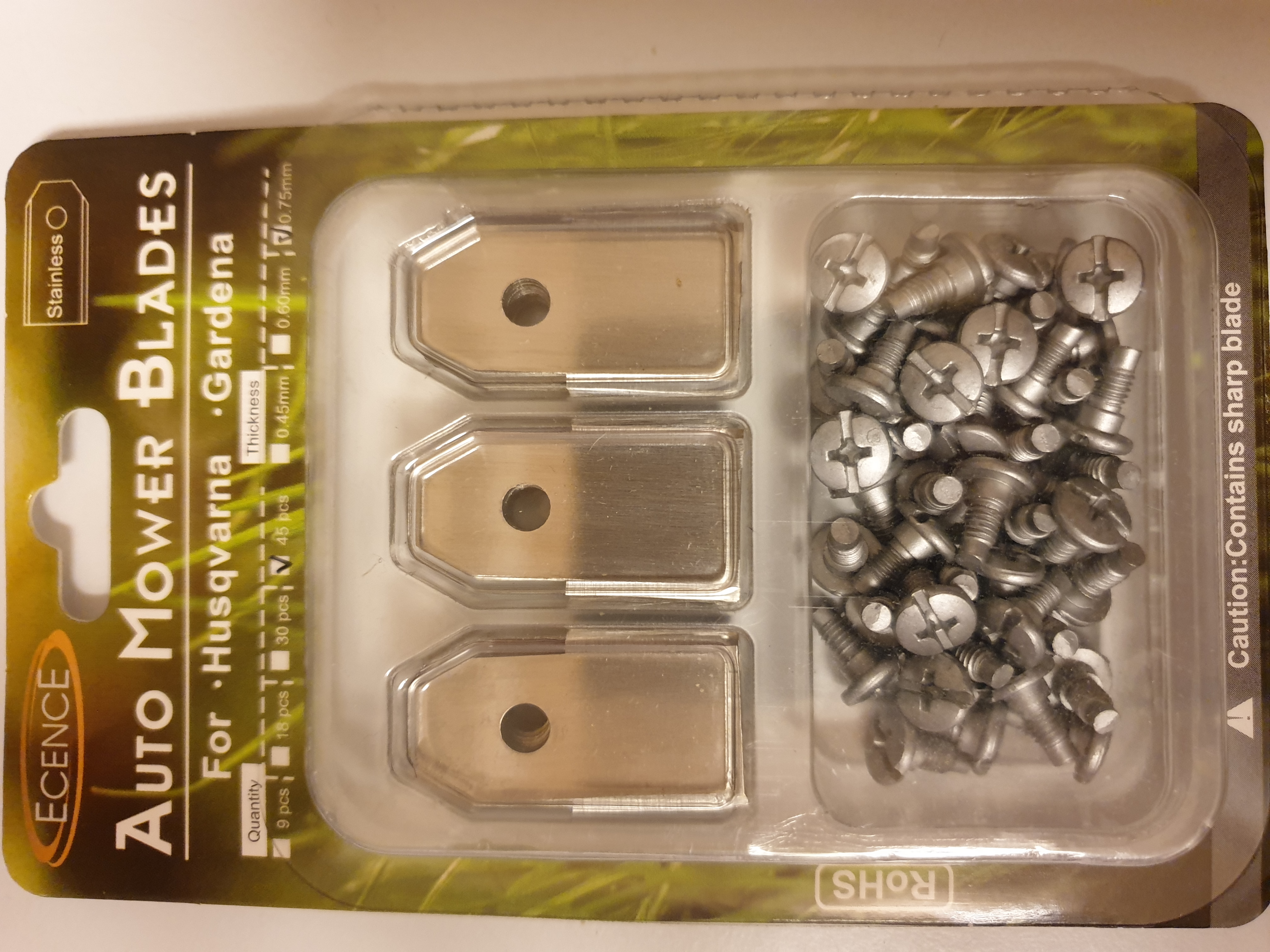 ECENCE lame ricambio robot rasaerba 45pz inox con viti