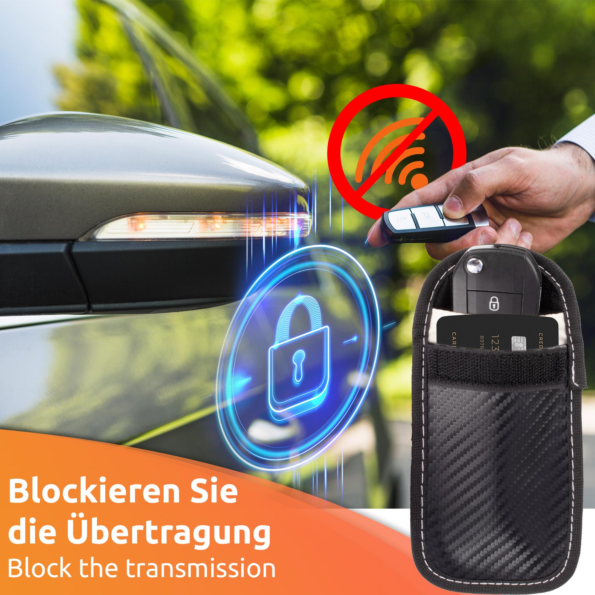 ECENCE Custodia Chiave Auto RFID Keyless Nera Antifurto