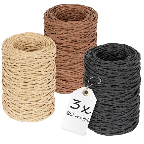 ECENCE Filo di Carta per Piante 3x80m Nero Marrone Beige