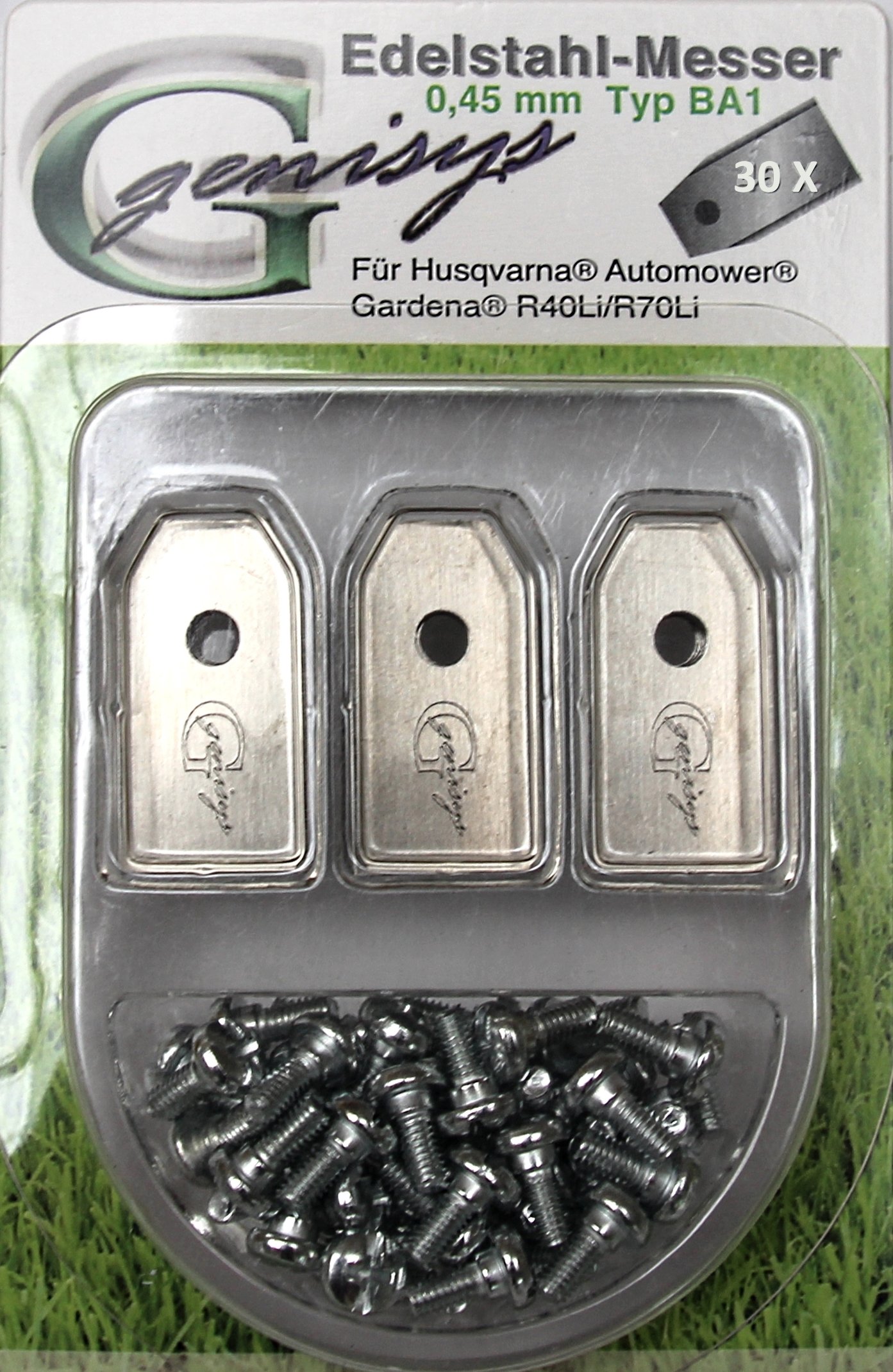 Genisys BA1 lame robot tosaerba 30 pezzi con viti 0,45 mm