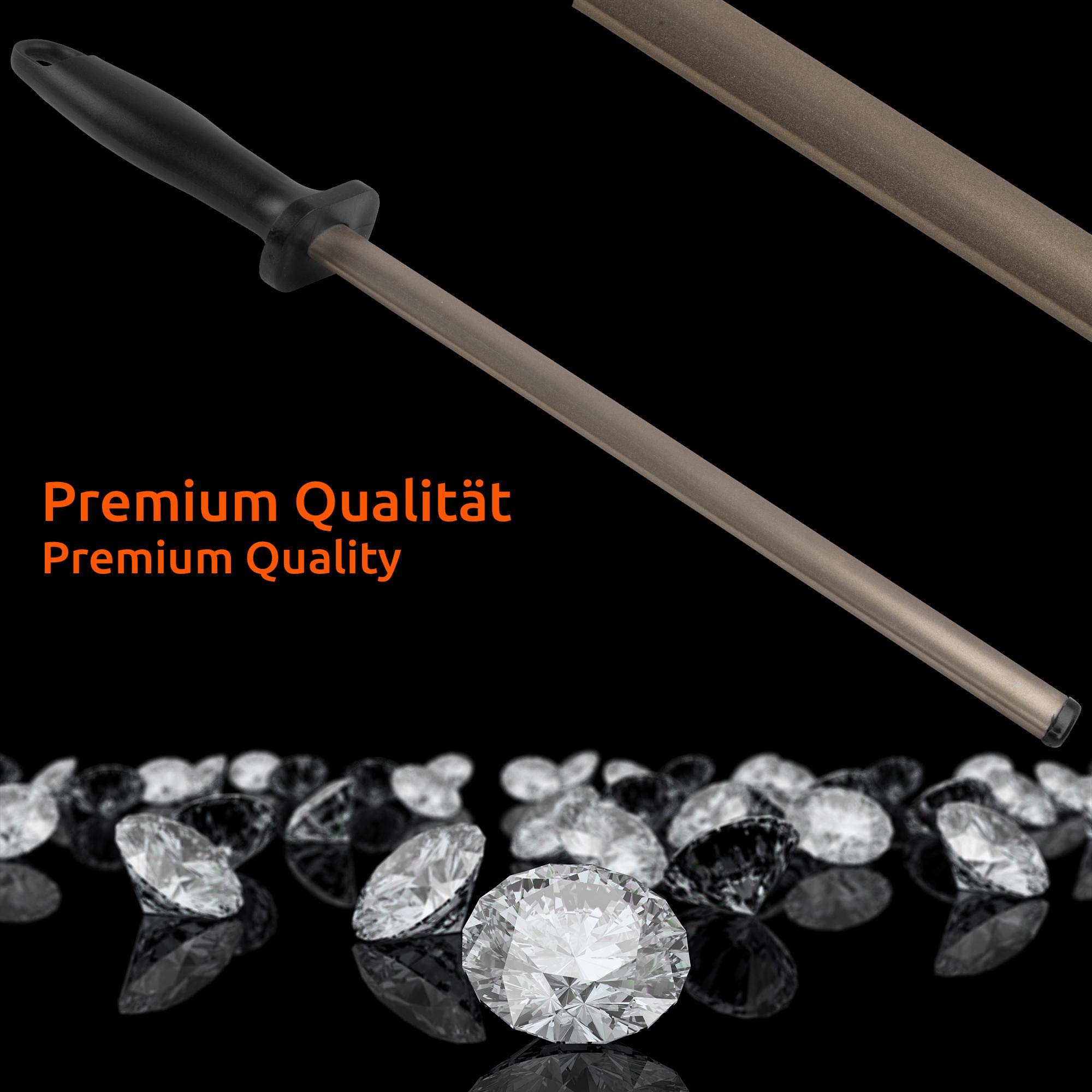 ECENCE Acciaino diamantato affilacoltelli lama 30 cm grana 400