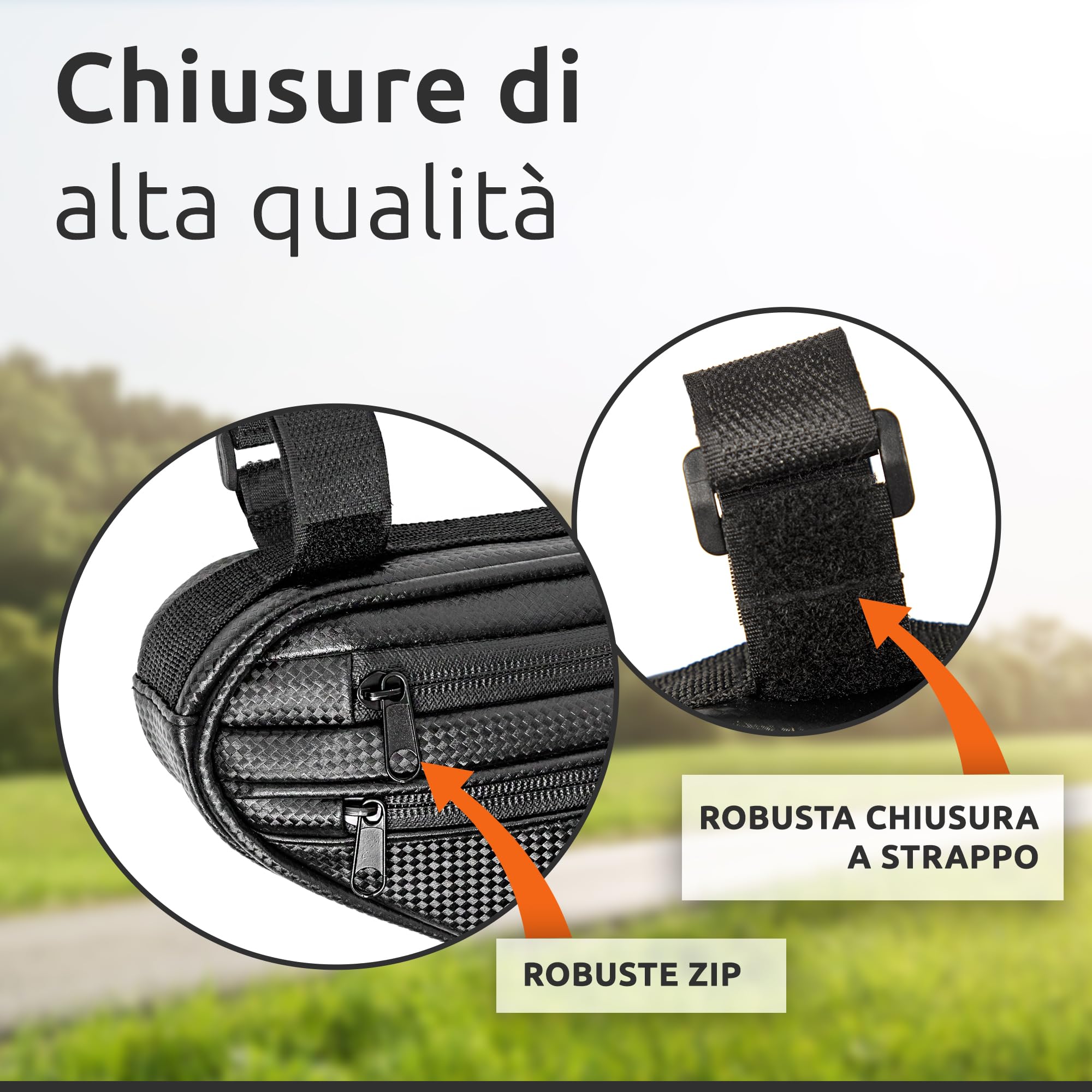 ECENCE borsa telaio bici triangolare nera impermeabile