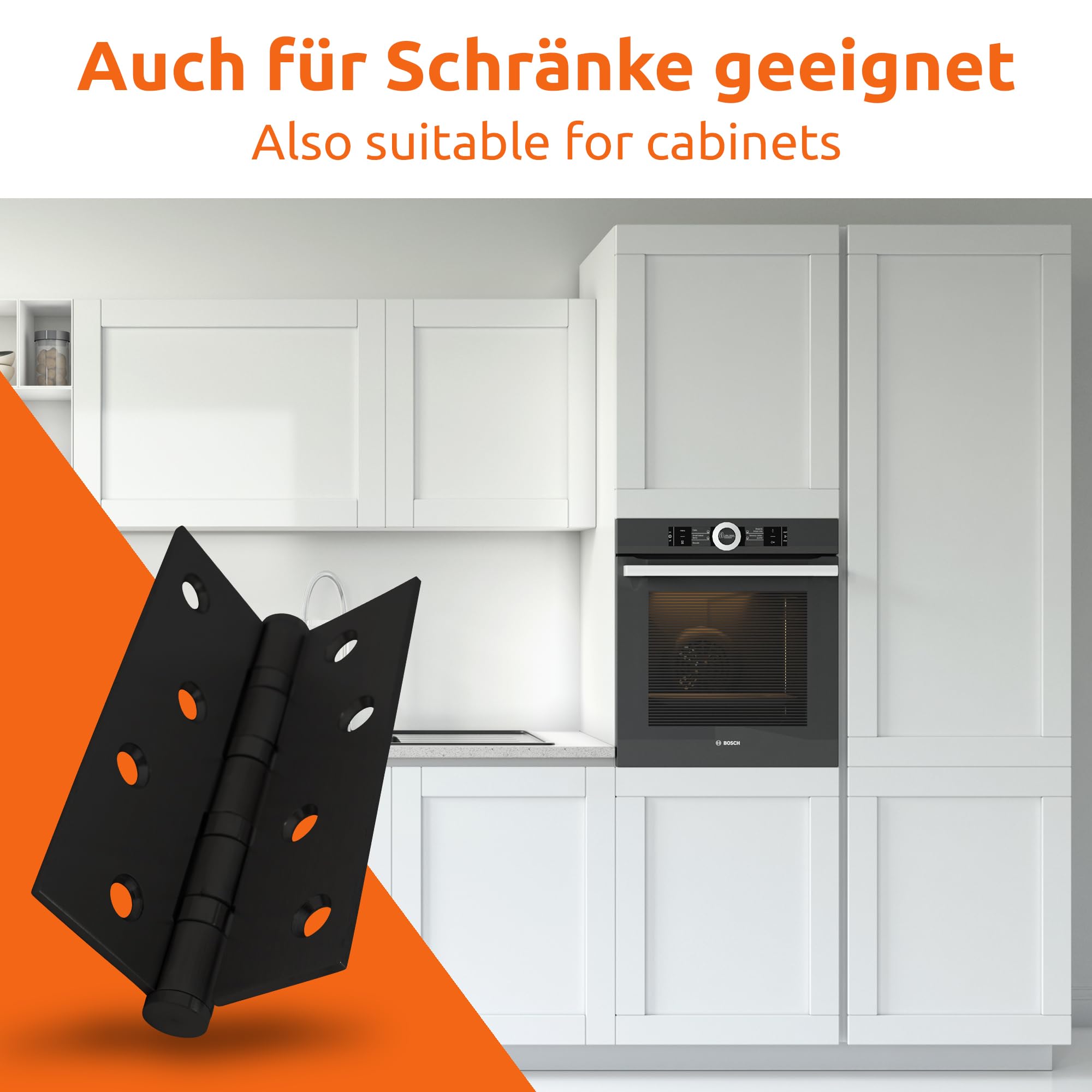 ECENCE Cerniere Porte Acciaio Inox 304 V2A Nere 2 Pezzi