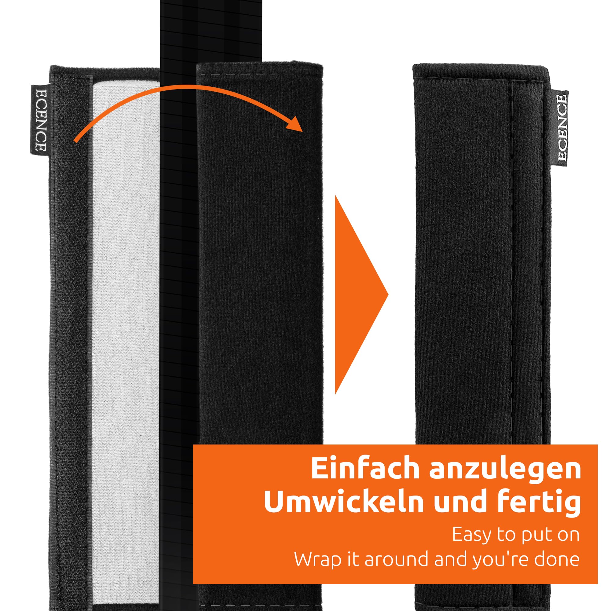 ECENCE Copricintura auto imbottito 2 pezzi velcro universale