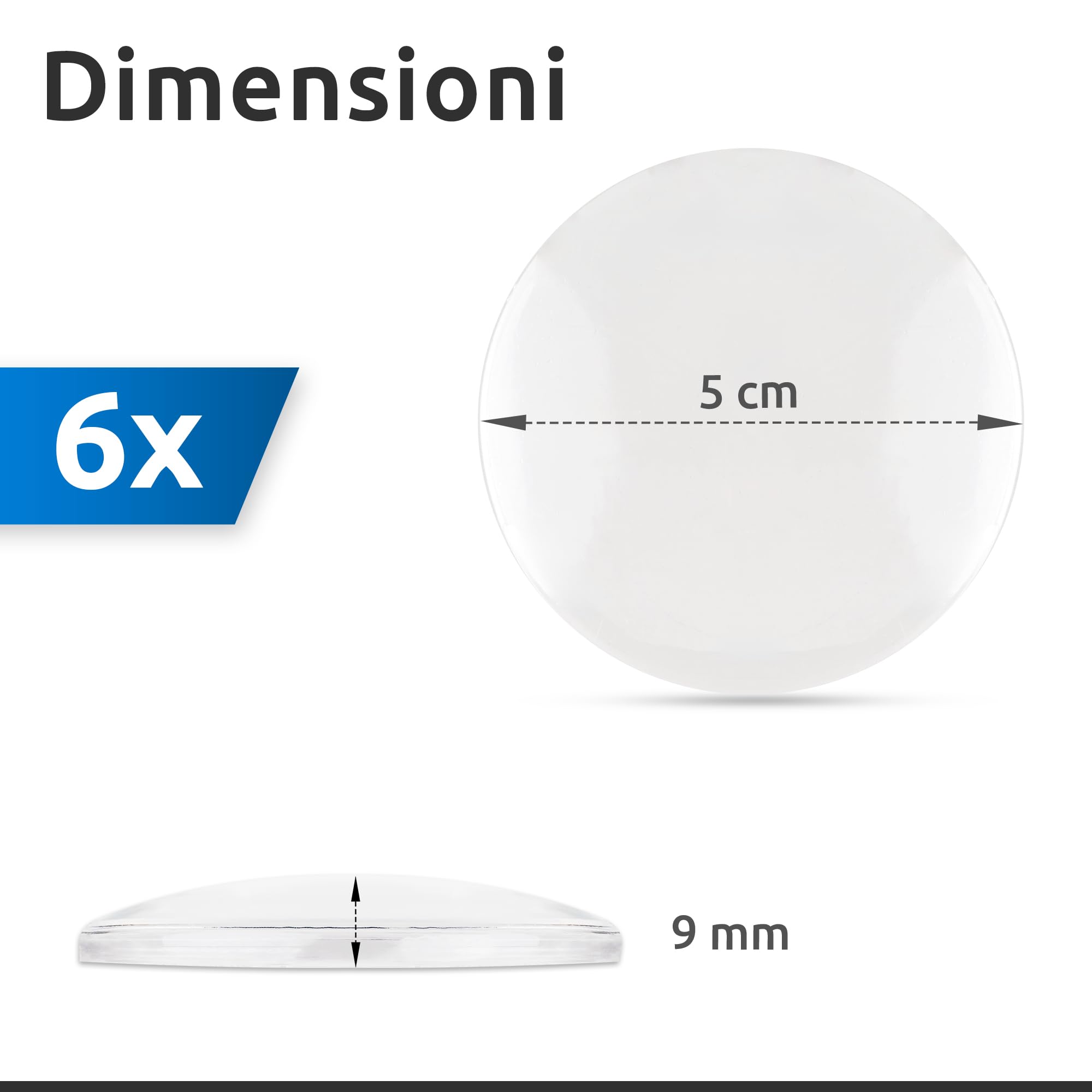 ECENCE fermaporta adesivi trasparenti 50 mm 6 pezzi