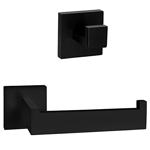 ECENCE Set Bagno Acciaio Nero Gancio Porta Rotolo
