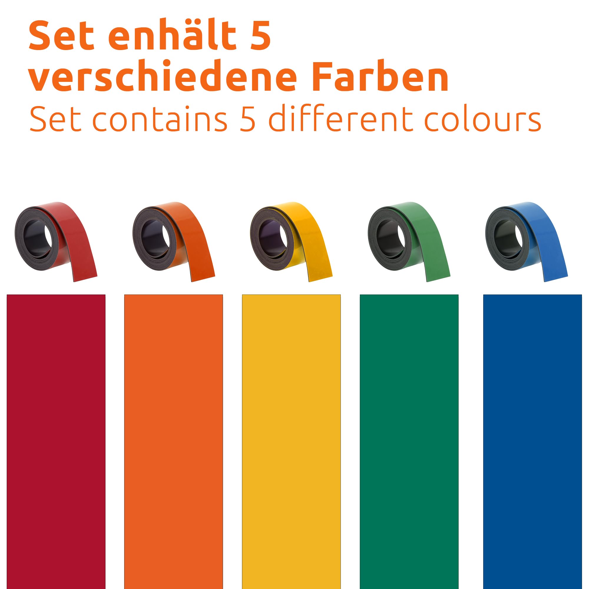 ECENCE Nastro Magnetico Scrivibile 100x2 cm 5 Rotoli