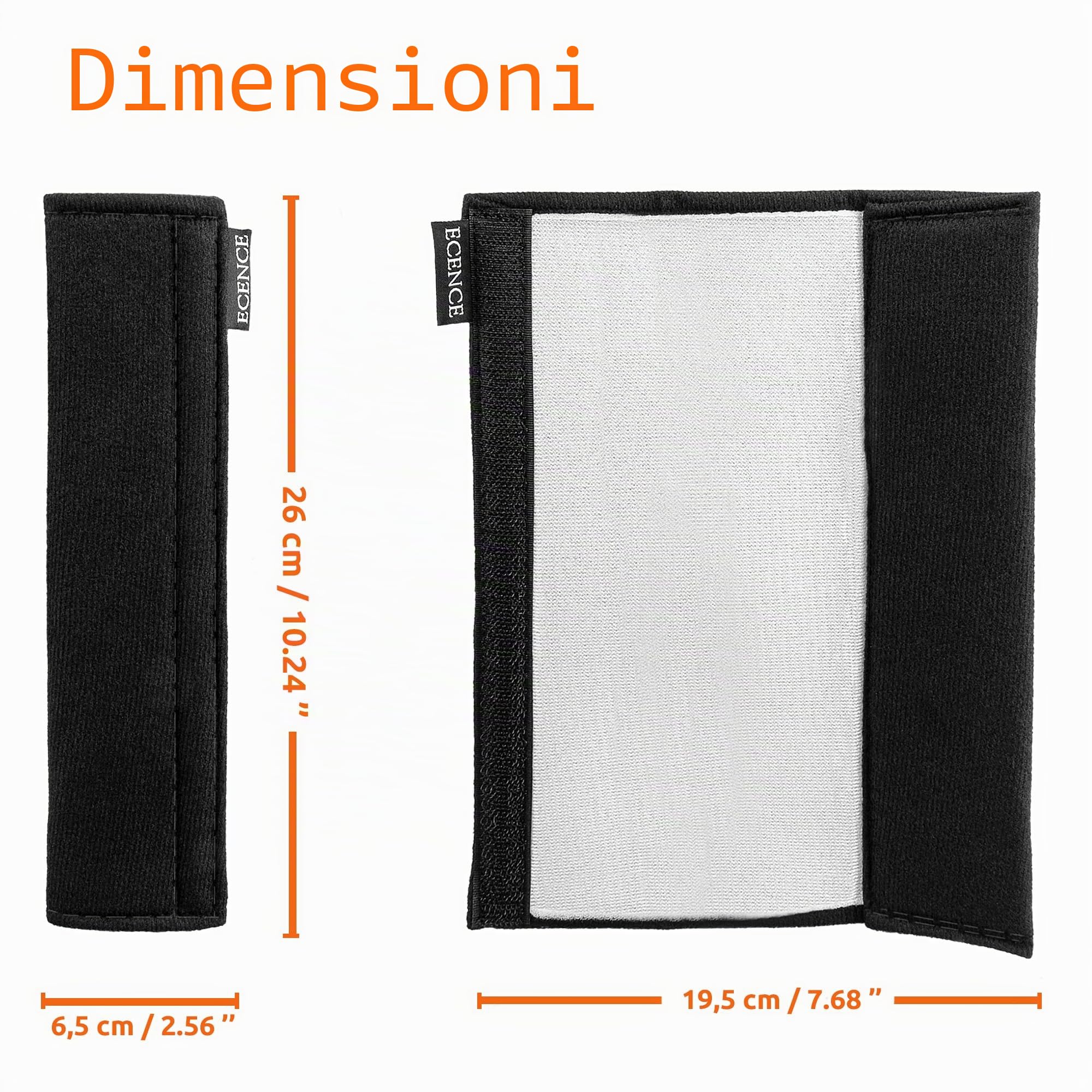 ECENCE Copricintura auto imbottito 2 pezzi velcro universale