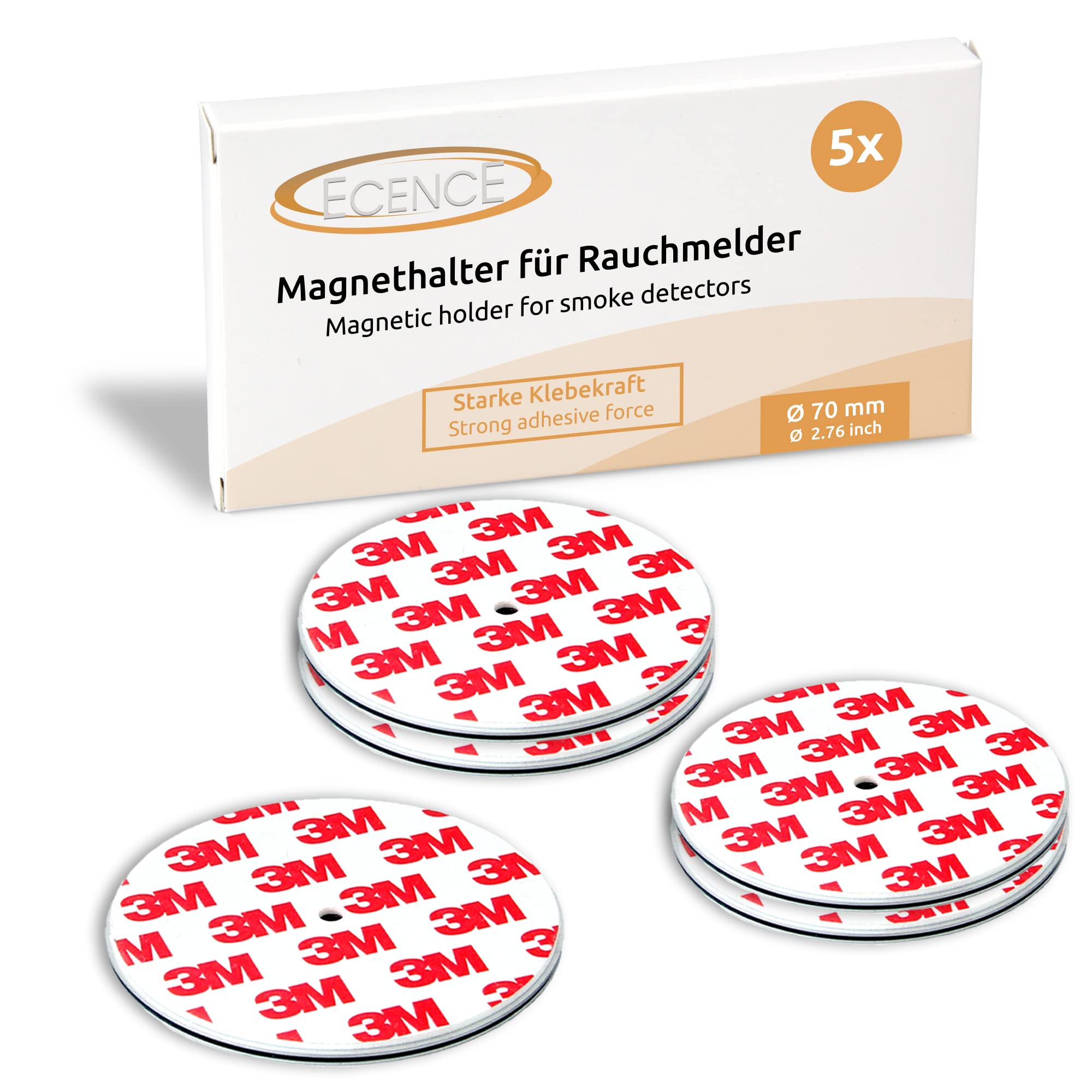 ECENCE Supporto magnetico rilevatore fumo 70mm 10 pezzi adesivo