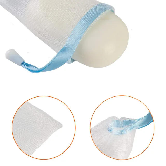 ECENCE Sacchetti Sapone Rete Nylon 5 Pezzi 15x8,5 cm