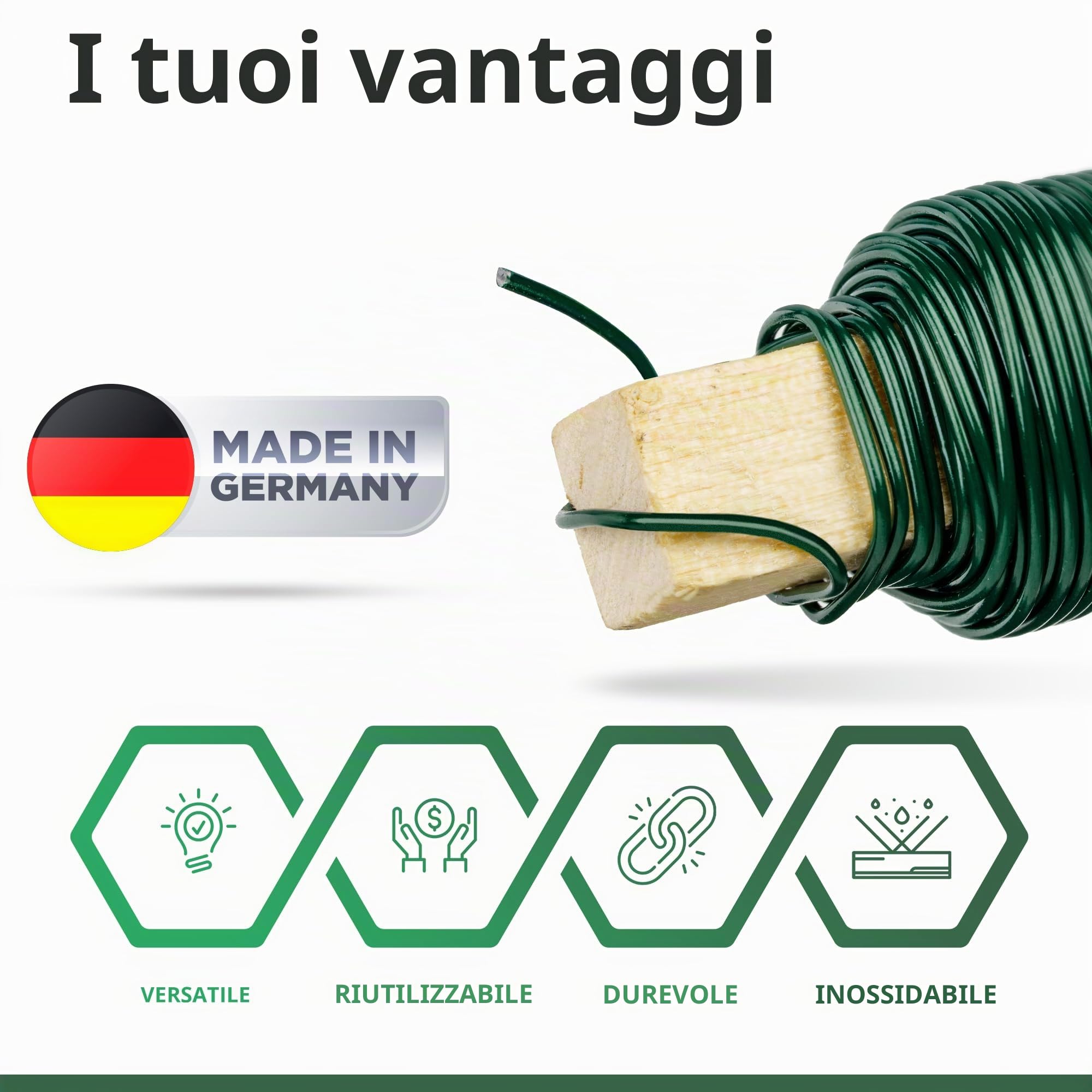ECENCE Filo Modellabile 35m 0,65mm Filo Ferro Verde 4pz
