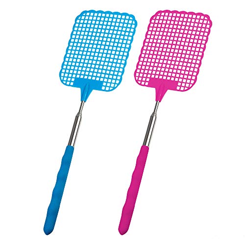Ecence Scacciamosche telescopico 26-72 cm set 2 blu rosa