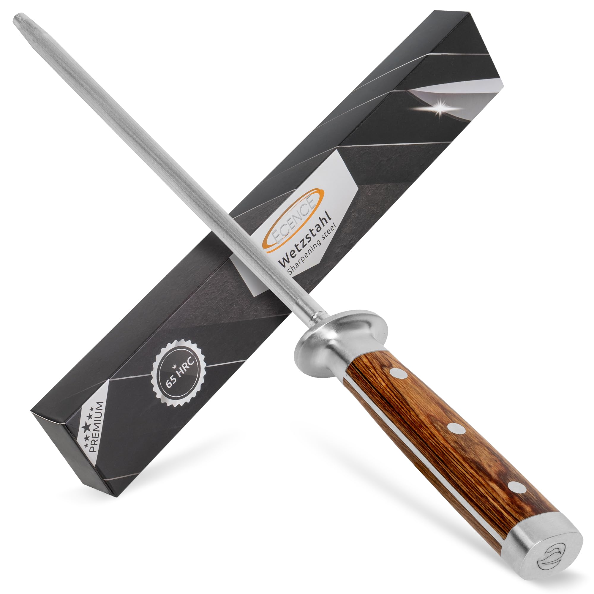 ECENCE Acciaino Affilacoltelli 39cm Acciaio 65HRC Argento