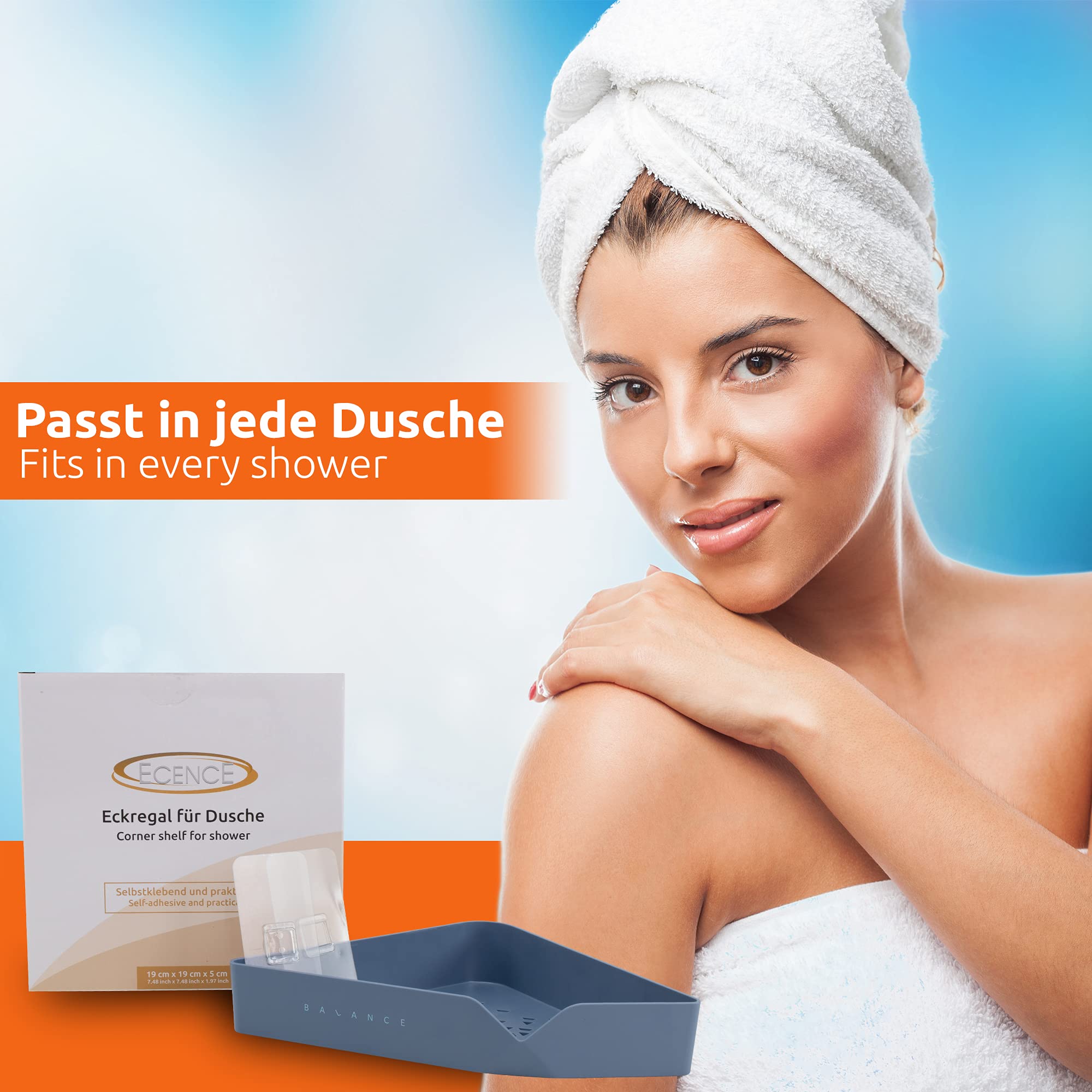 ECENCE mensola doccia angolare blu ABS adesiva