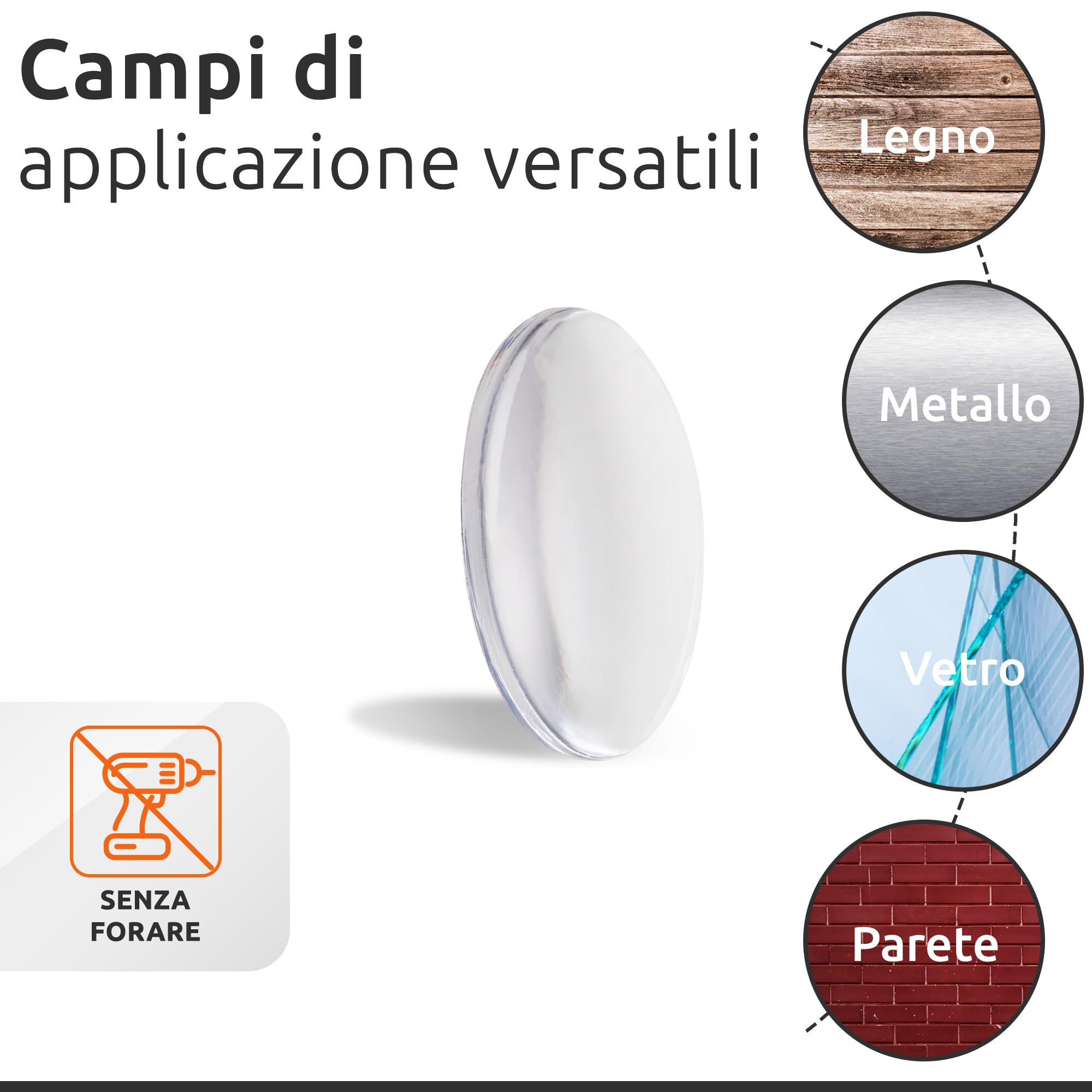 ECENCE fermaporta adesivi trasparenti 50 mm 6 pezzi