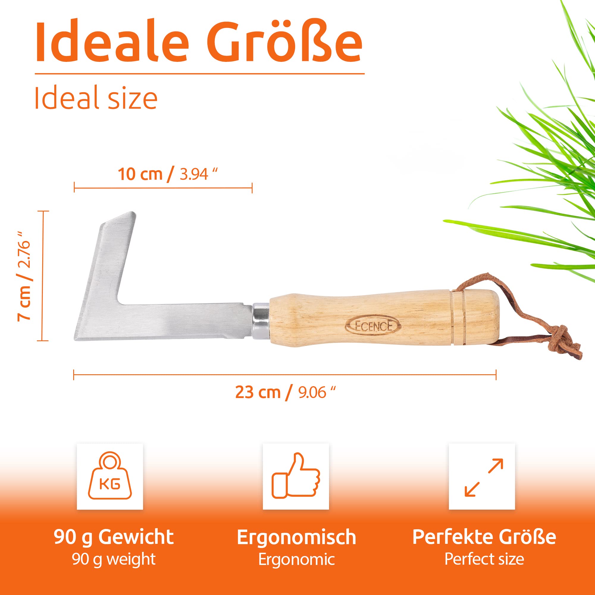 ECENCE raschietto erbacce inox manico legno 23 cm