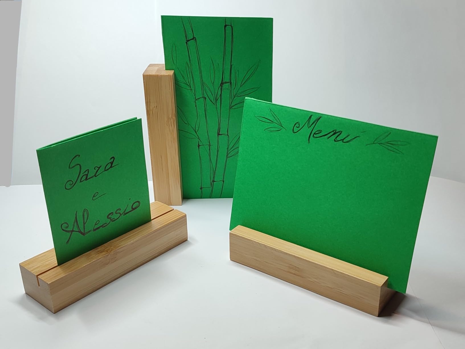 ECENCE Segnaposto Legno Bambù 10cm 10 Pezzi Matrimonio