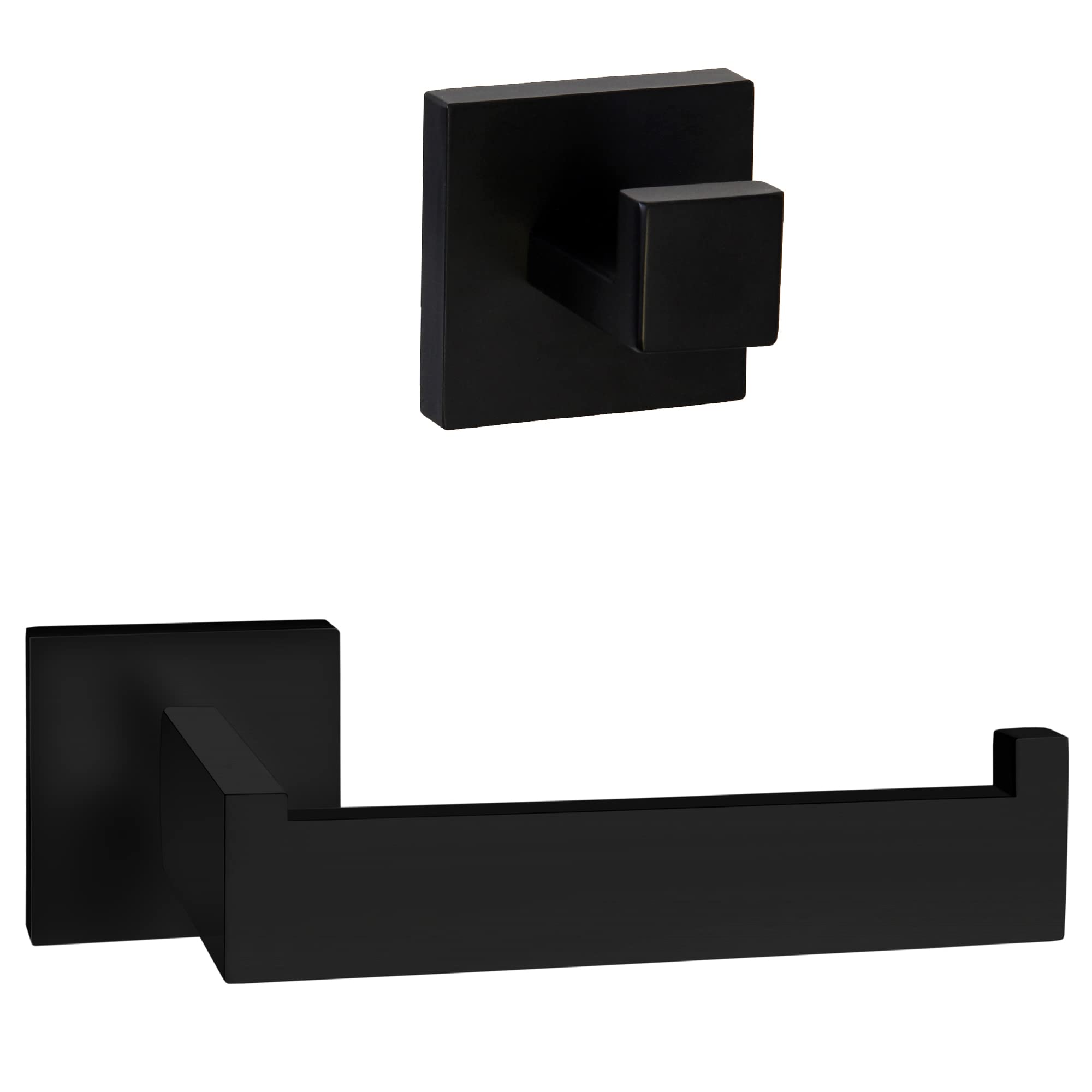 ECENCE Set Bagno Acciaio Nero Gancio Porta Rotolo