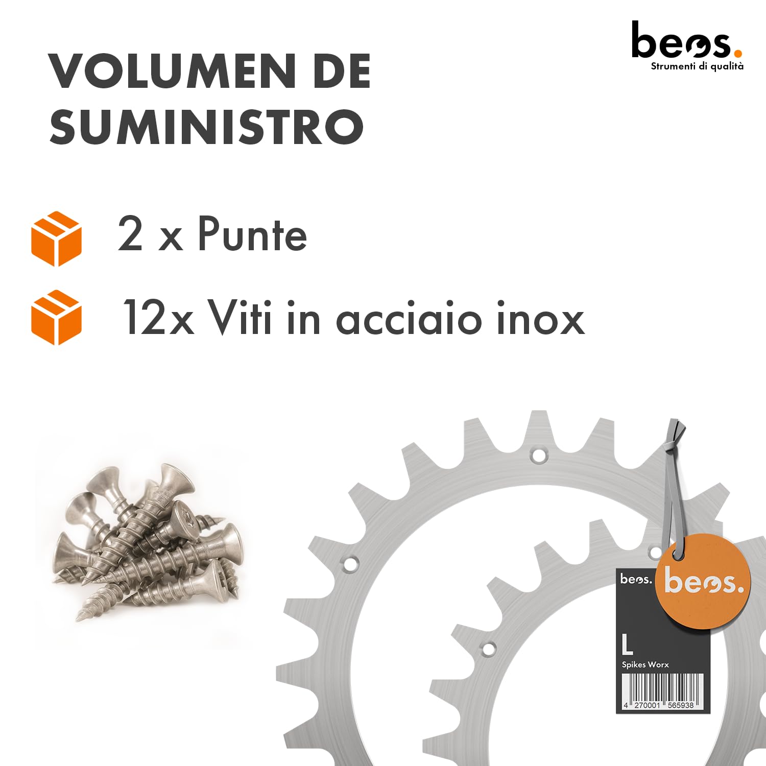 BEOS Punte Acciaio Inox Worx Landroid L Vision Ruote 12pz