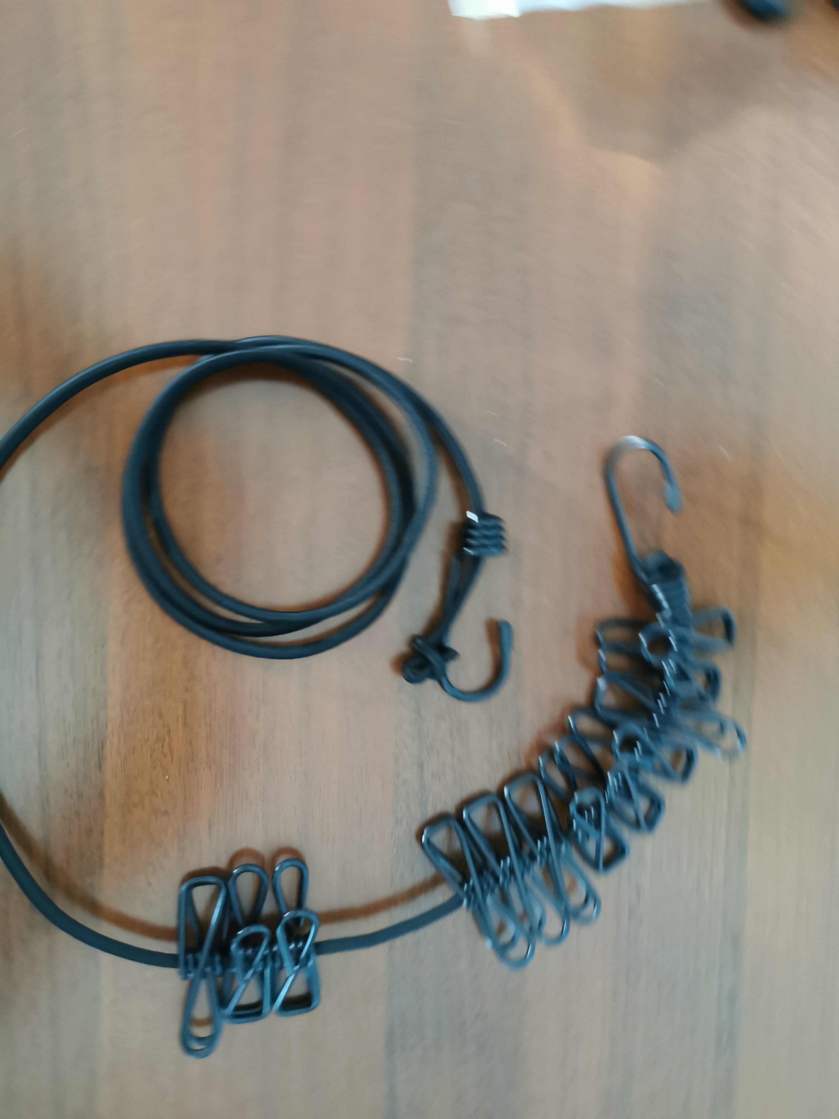 ECENCE Corda Stendibiancheria Viaggio 3m Set 2 Nero Elastica