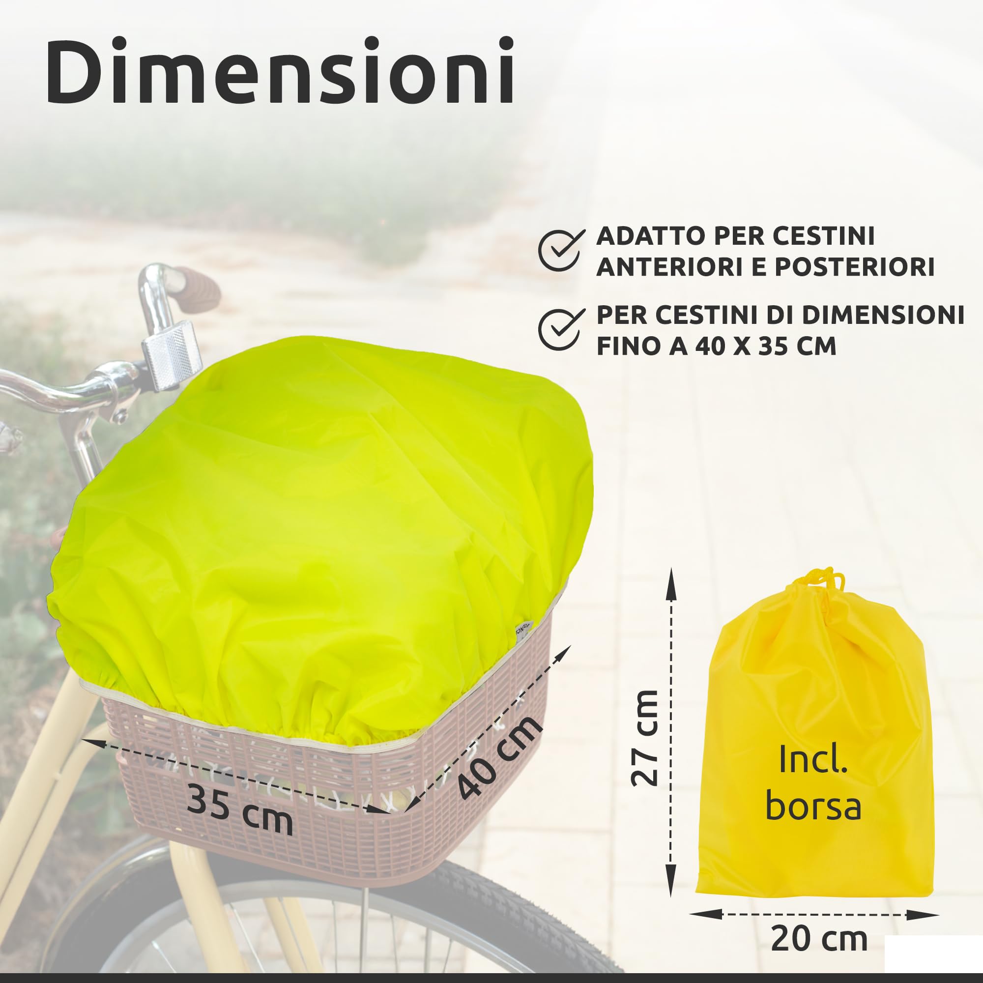 ECENCE Copertura antipioggia cestino bici impermeabile