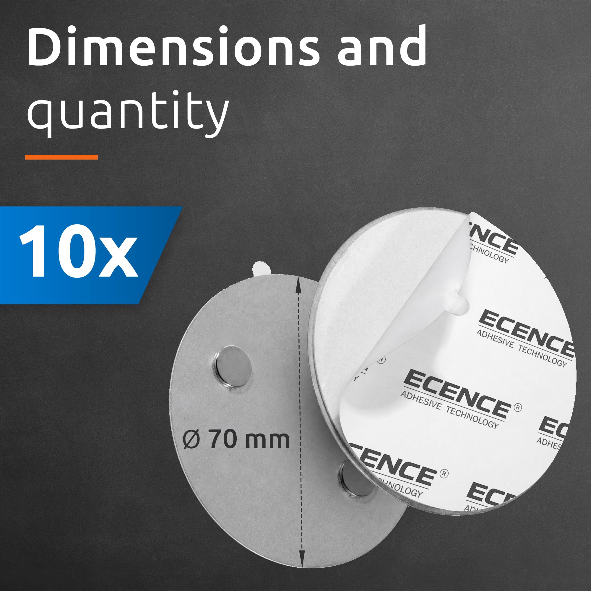 Ecence supporto magnetico rilevatore fumo adesivo 70 mm 10 pz