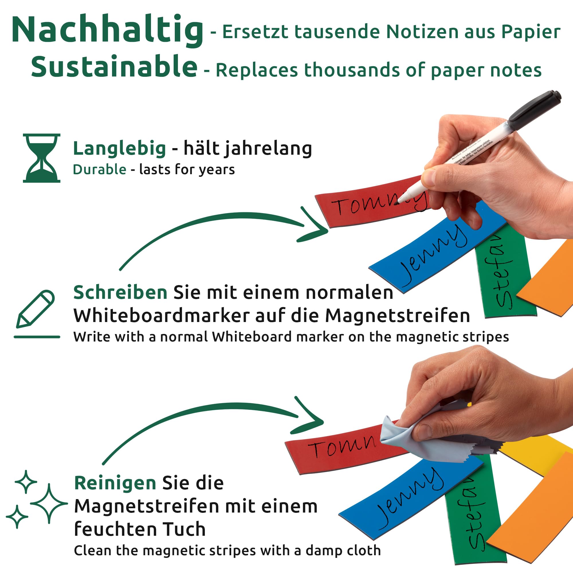 ECENCE Nastro Magnetico Scrivibile 100x2 cm 5 Rotoli