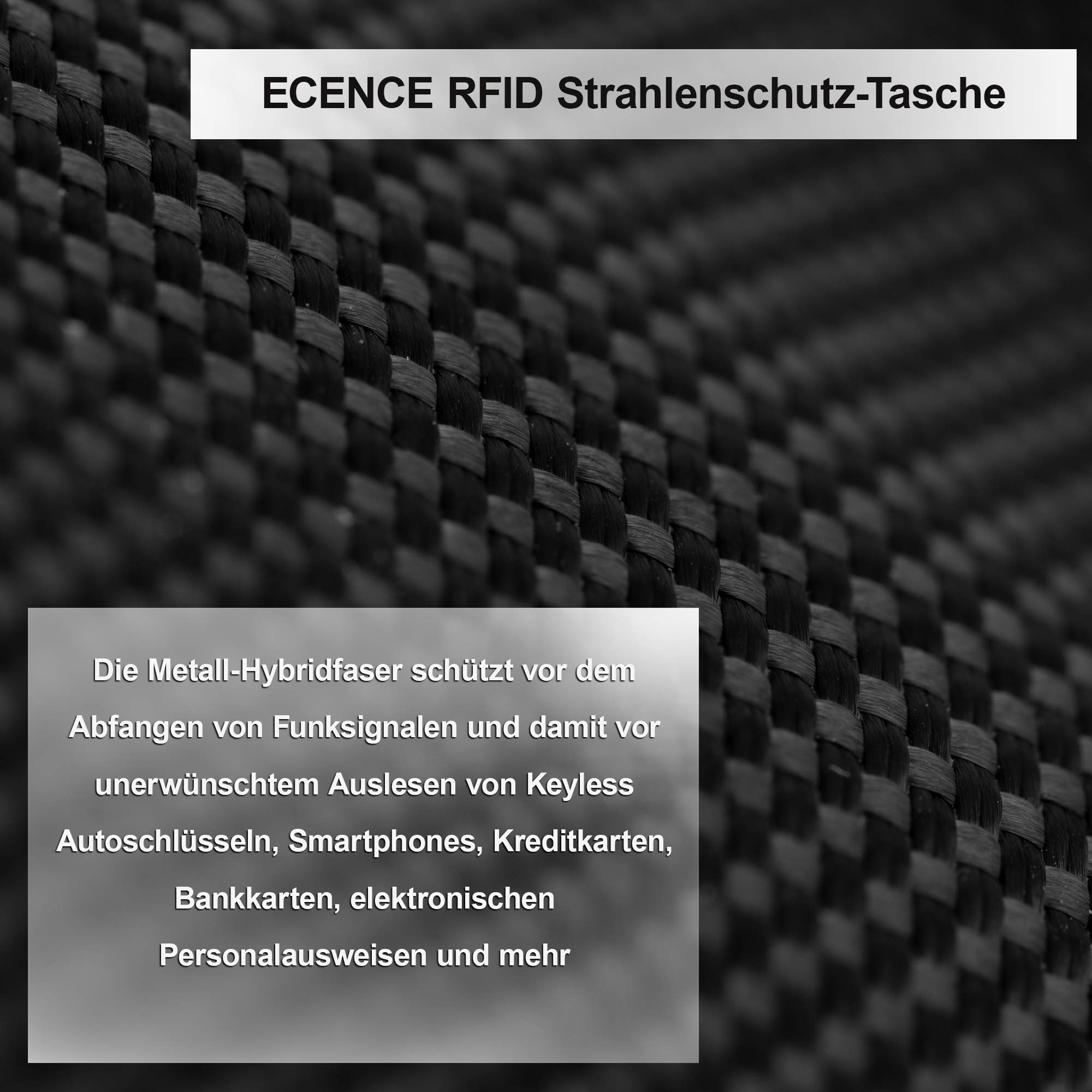 ECENCE sacchetto Faraday telefono chiave auto RFID 2 pz nero