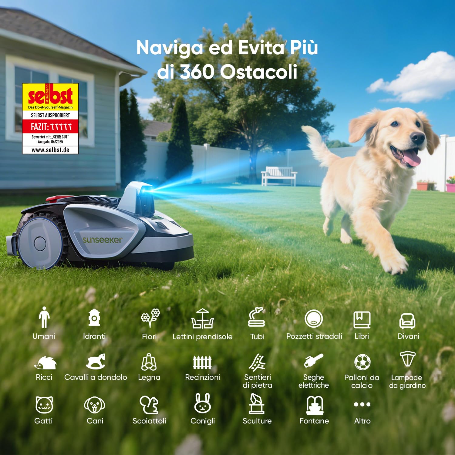 Sunseeker Elite V3 robot tagliaerba 600 m² senza filo perimetrale
