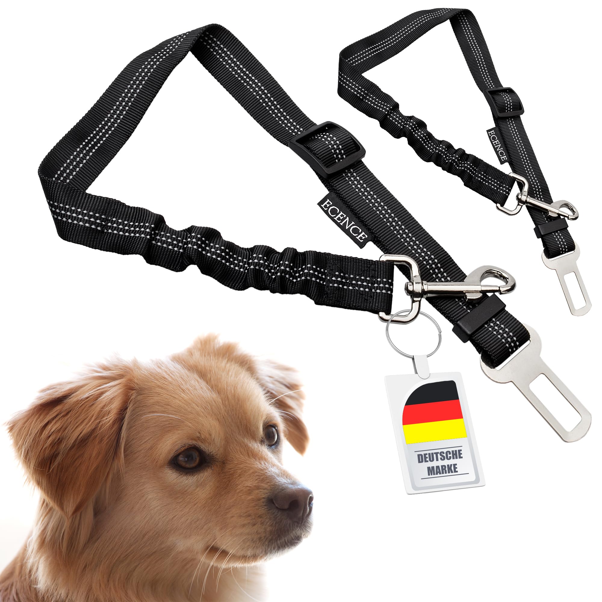 ECENCE cintura sicurezza cane auto elastica 2 pezzi