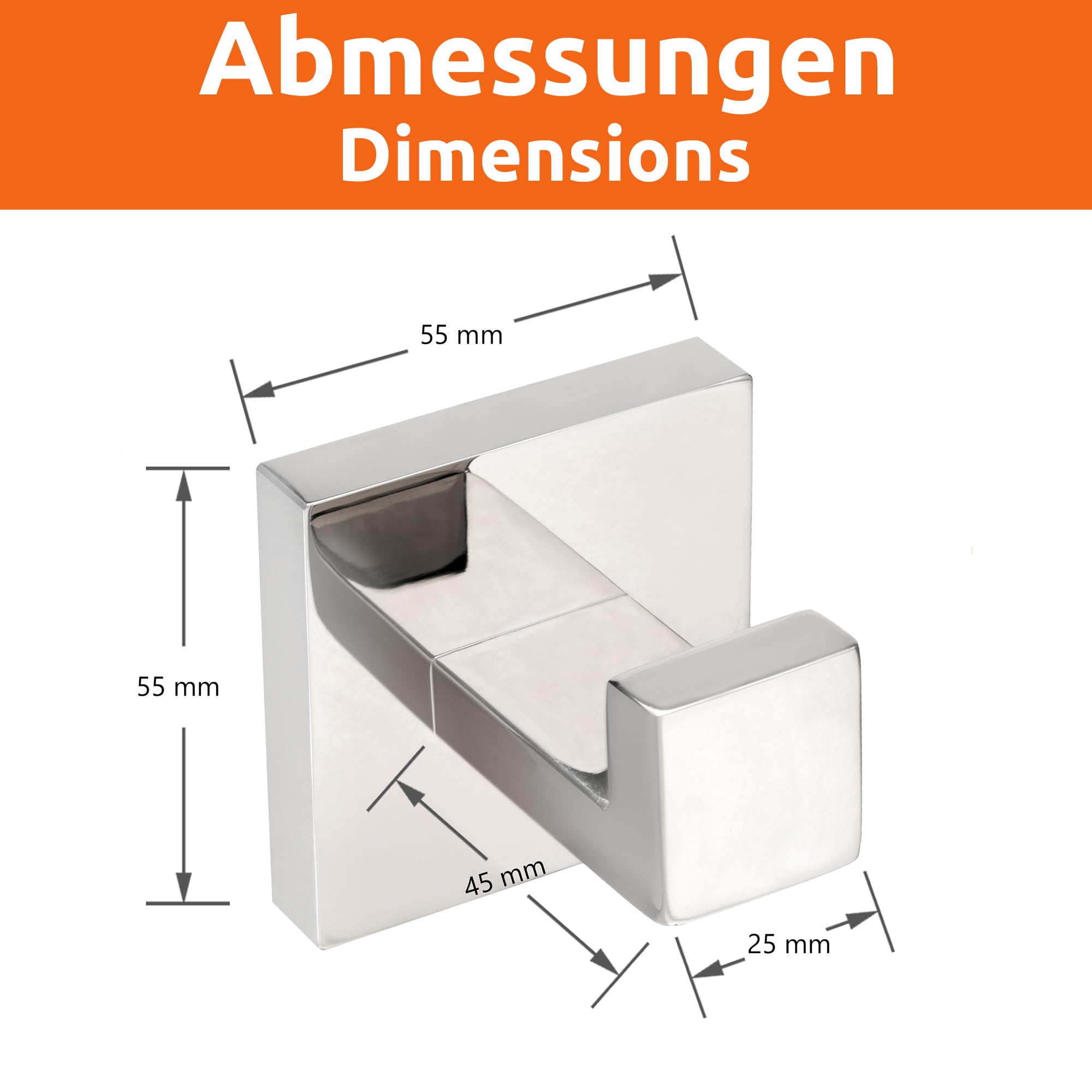 ECENCE set bagno portarotolo + gancio acciaio inox 304