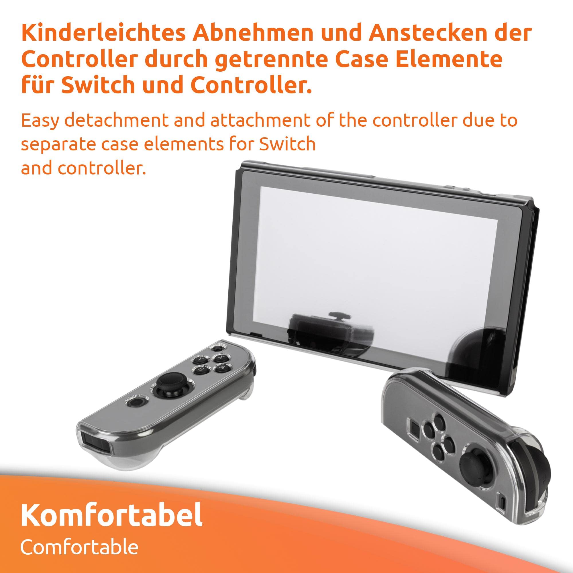 ECENCE Hardcase Custodia Trasparente per Nintendo Switch + Vetro
