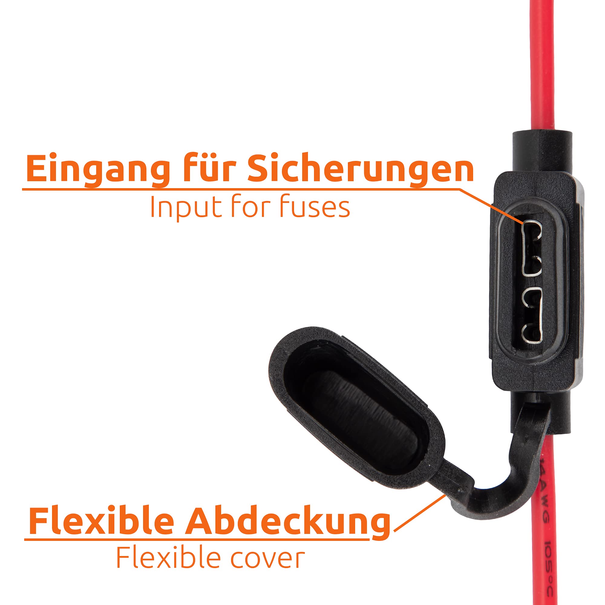 ECENCE Portafusibili auto 14AWG 1 pezzo cavo 34cm 20A