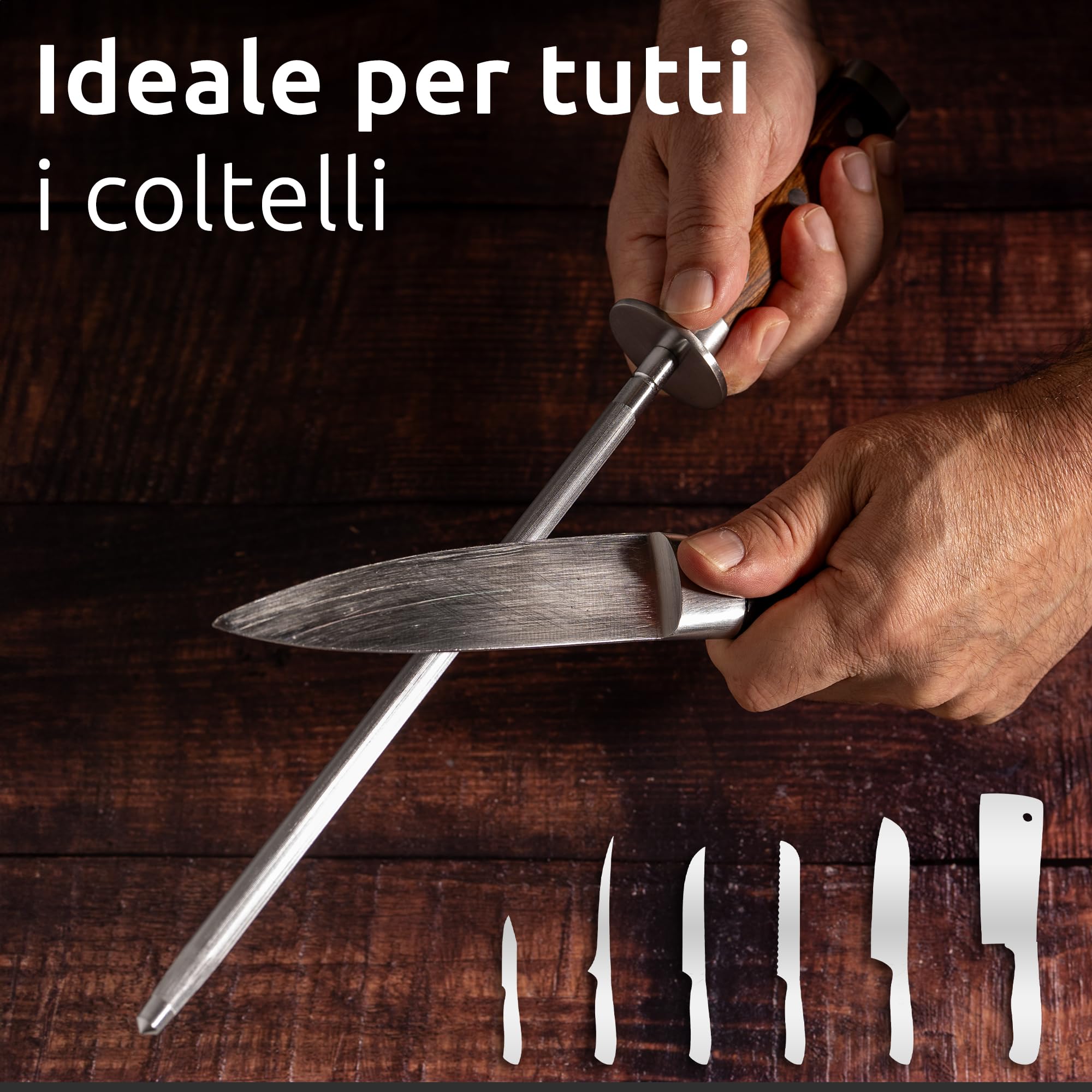ECENCE Acciaino Affilacoltelli 39cm Acciaio 65HRC Argento