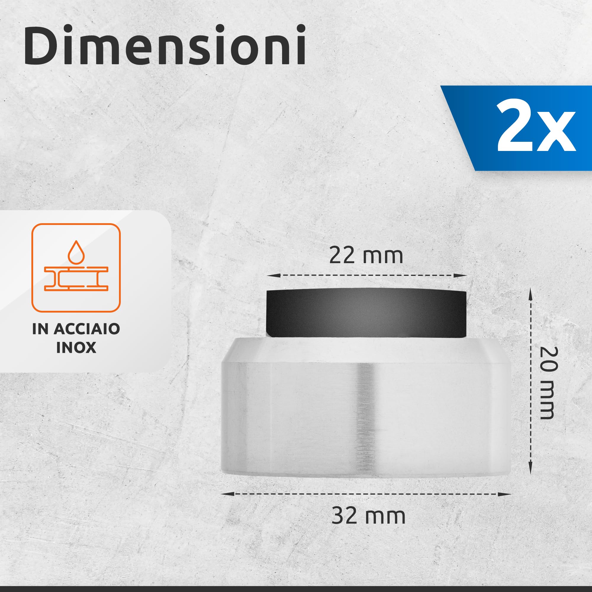 ECENCE Fermaporta da Muro Inox 2 Pezzi con Gomma