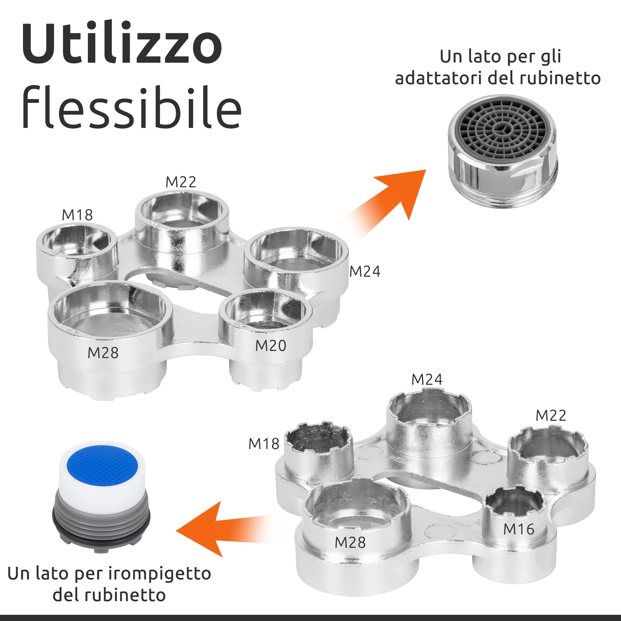 ECENCE Chiave Rompigetto Rubinetto Lega Zinco M16-M28