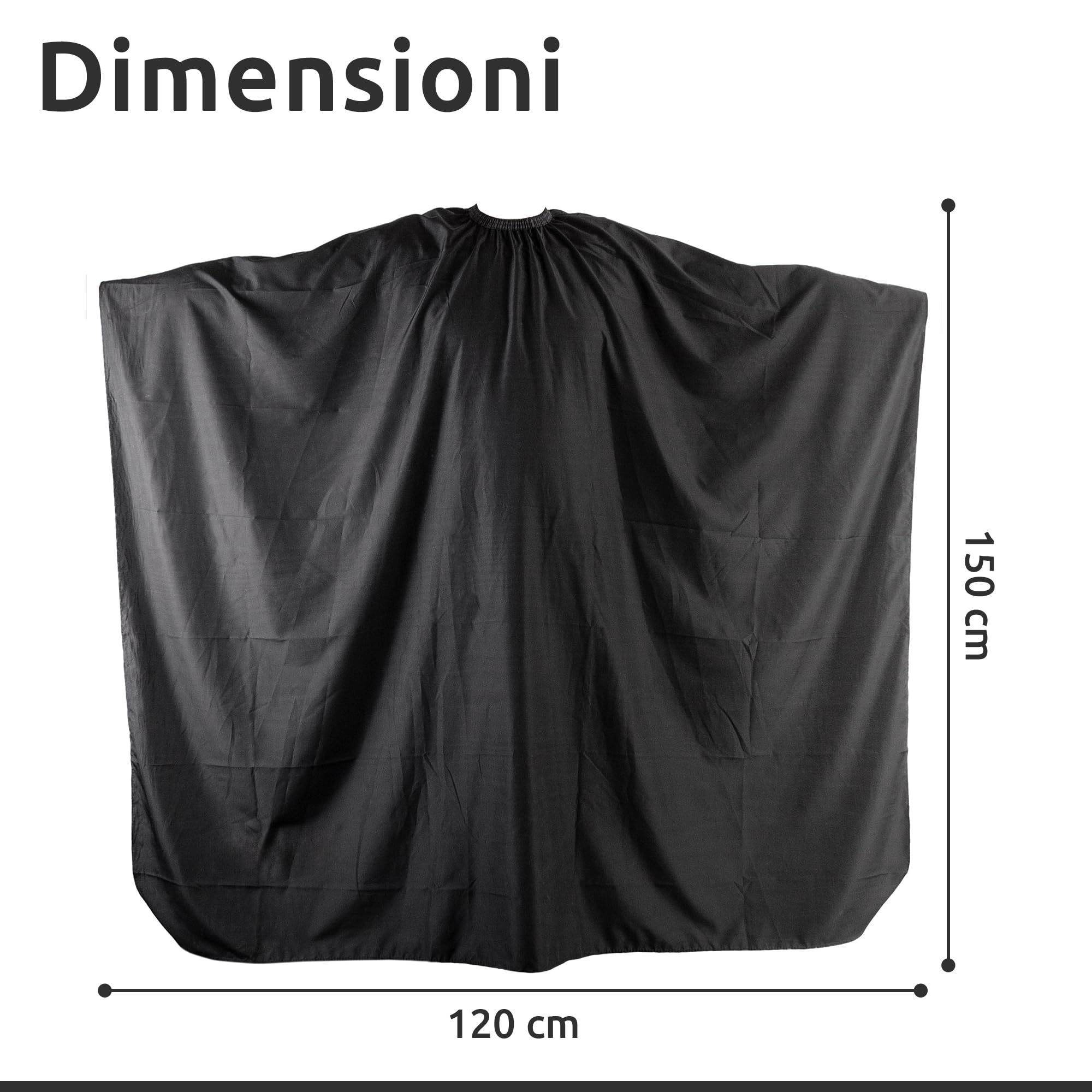 ECENCE Mantella parrucchiere nero 150x120cm mantella idrorepellente