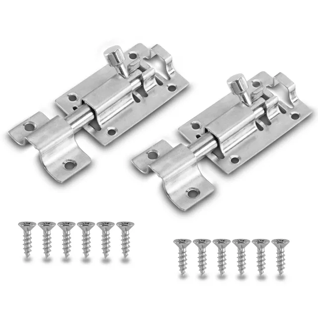 ECENCE Chiavistello Porta Acciaio Inox 63x35mm Set 2