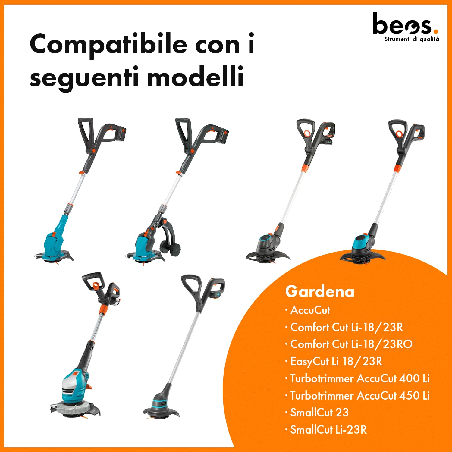 BEOS Lame Ricambio Gardena Plastica 100 Pezzi Taglio Preciso