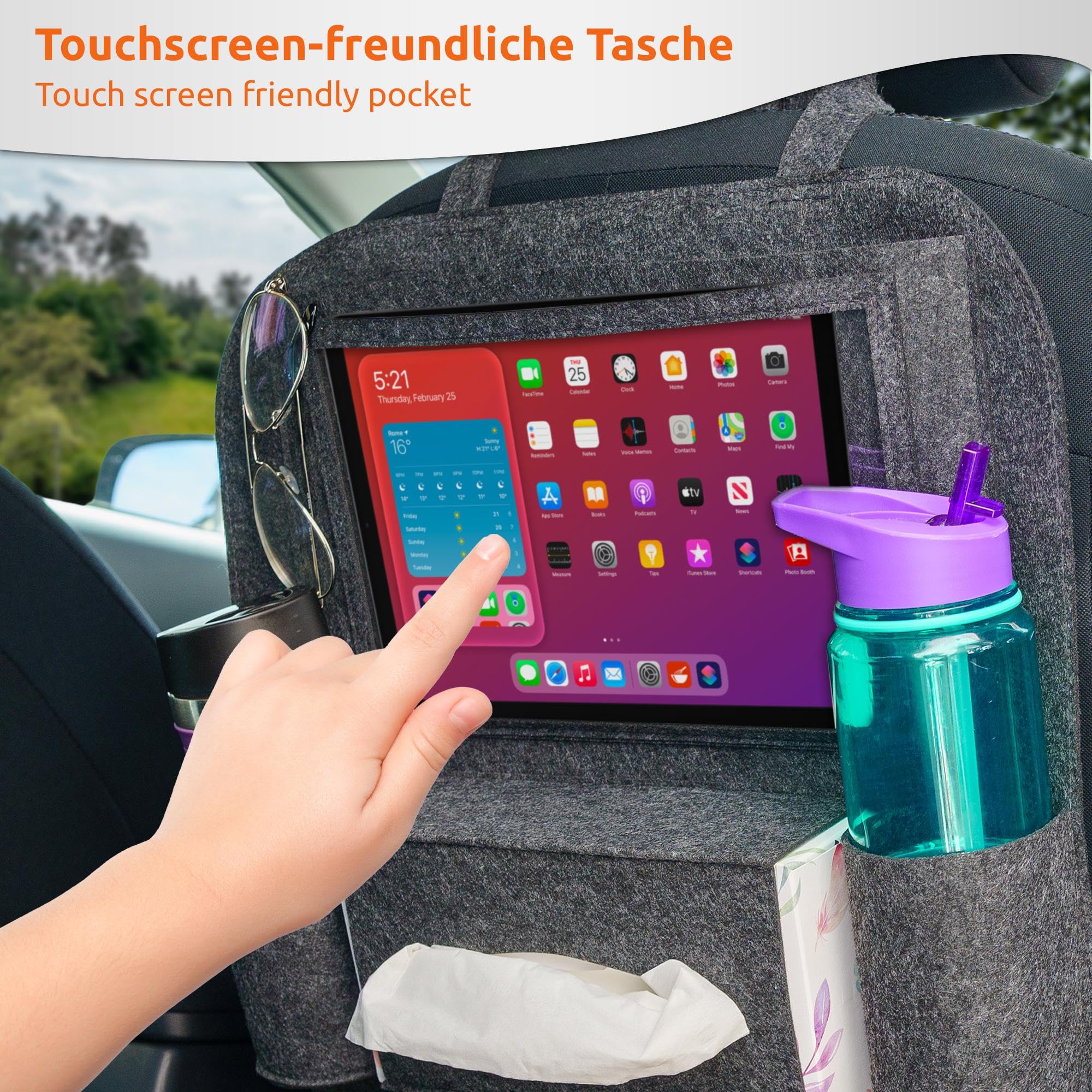 ECENCE Protezione sedile auto bambini 2 pezzi feltro 60cm