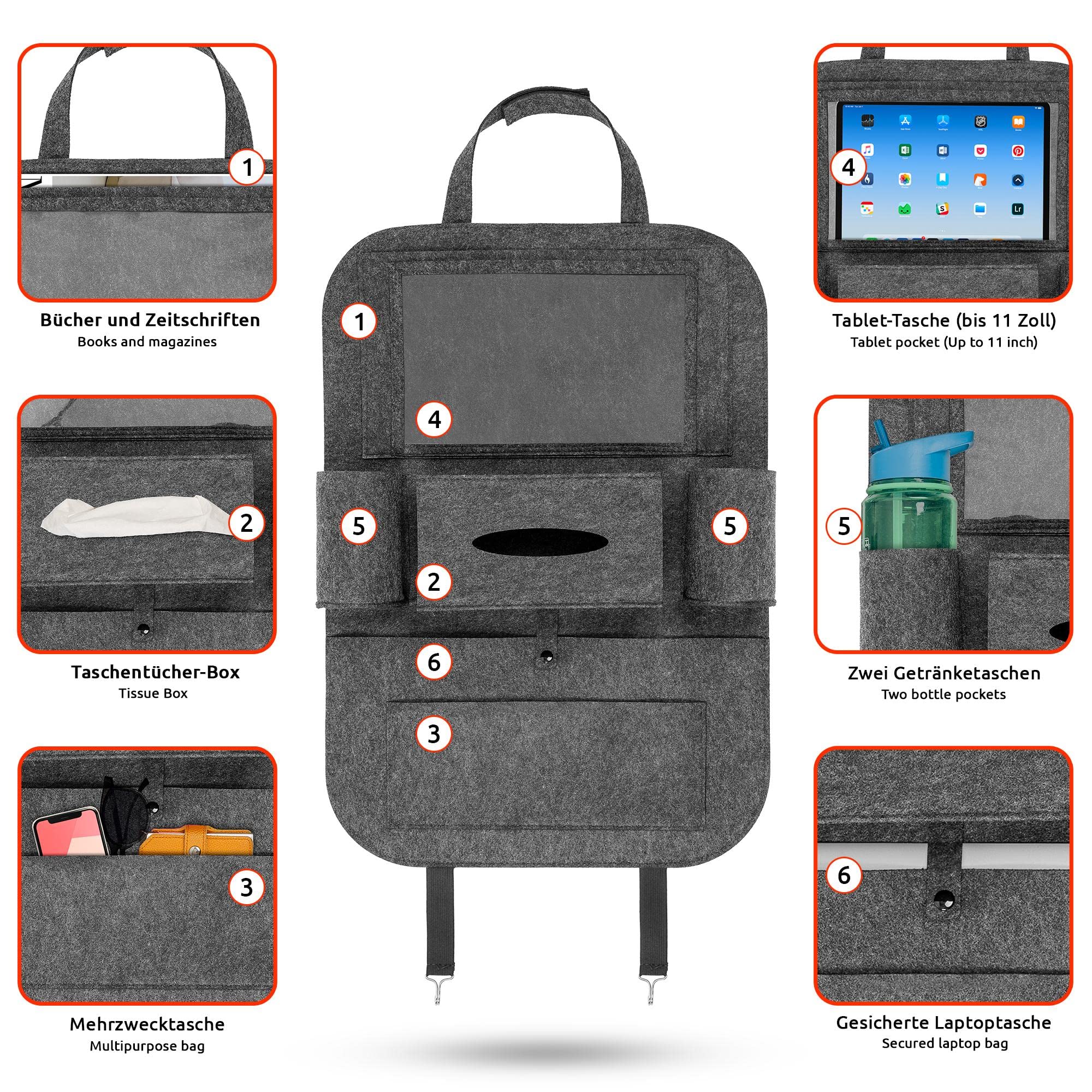 ECENCE Protezione sedile auto bambini 2 pezzi feltro 60cm