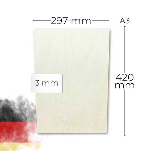 Genisys Pannelli Betulla Laser 3 mm A3 10 Pezzi Levigati