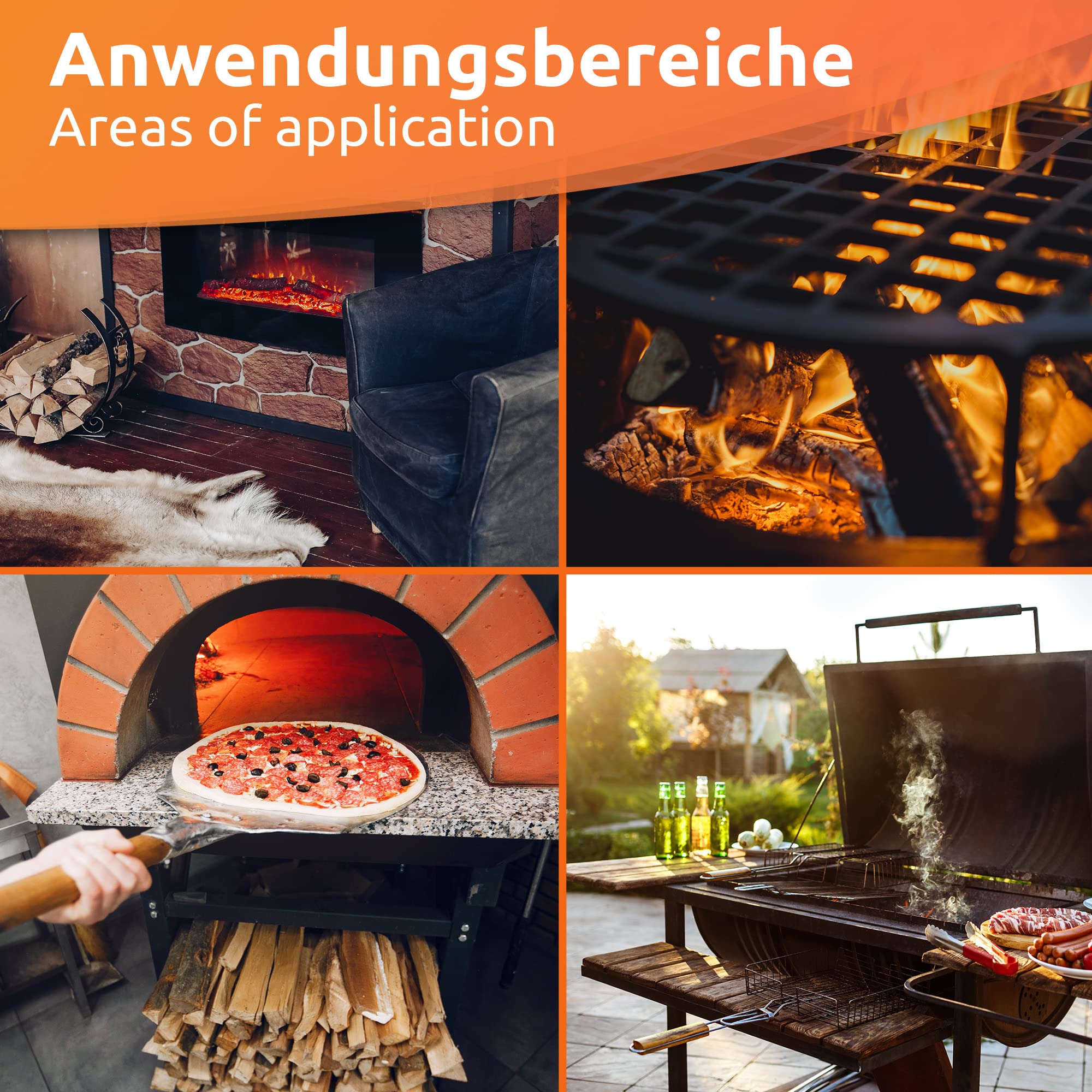 ECENCE Spazzola Forno Pizza Ottone con Raschietto Legno