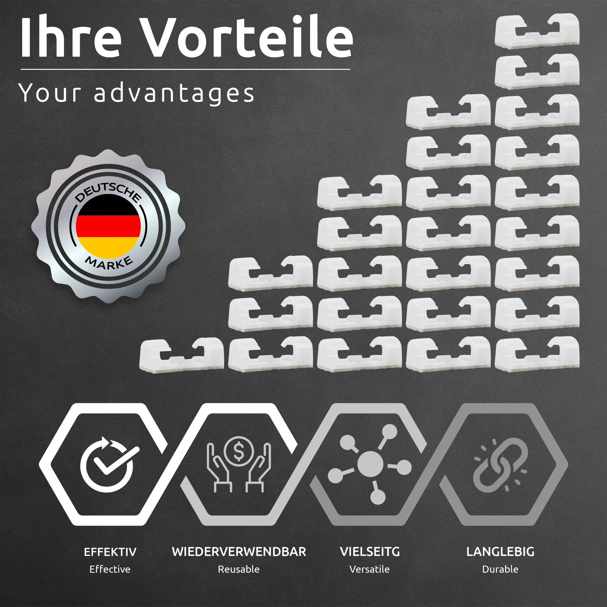 ECENCE Fermacavi Autoadesivi 80 Pezzi Bianchi 7 mm