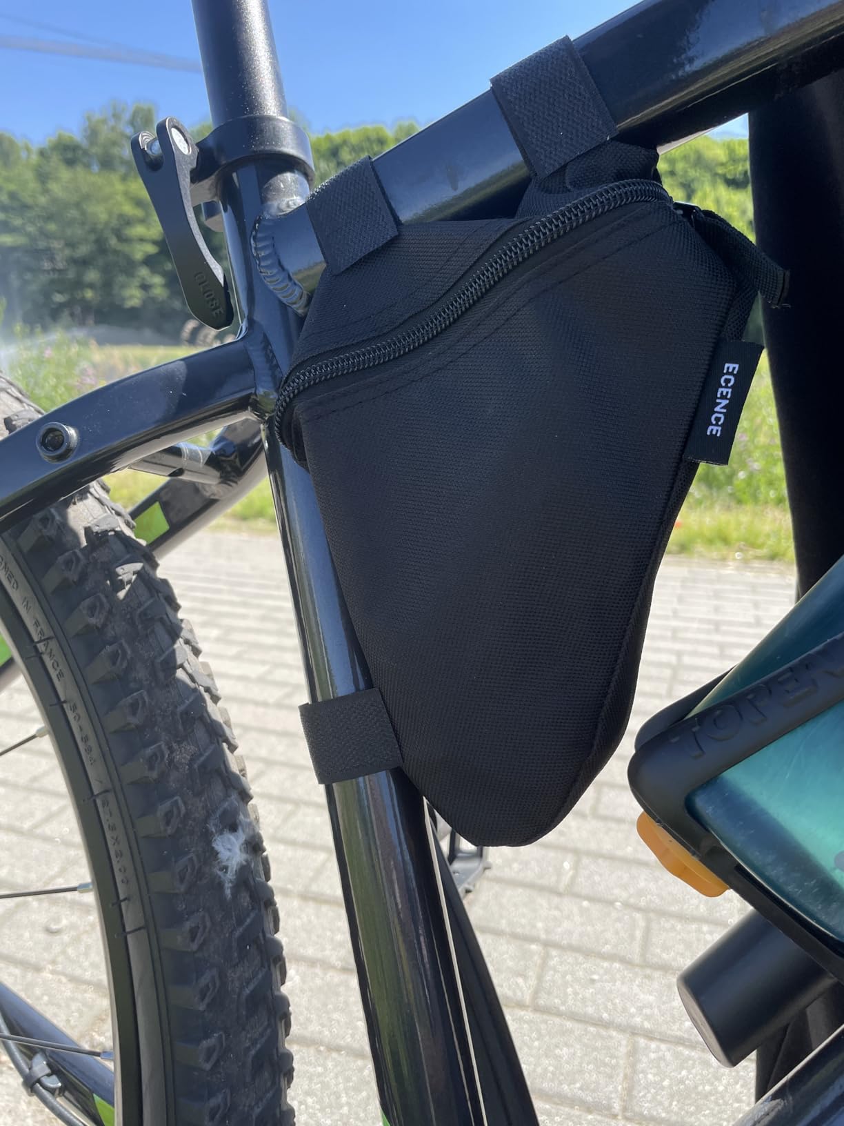 ECENCE Borsa Telaio Bici Triangolare Nera Nylon Impermeabile