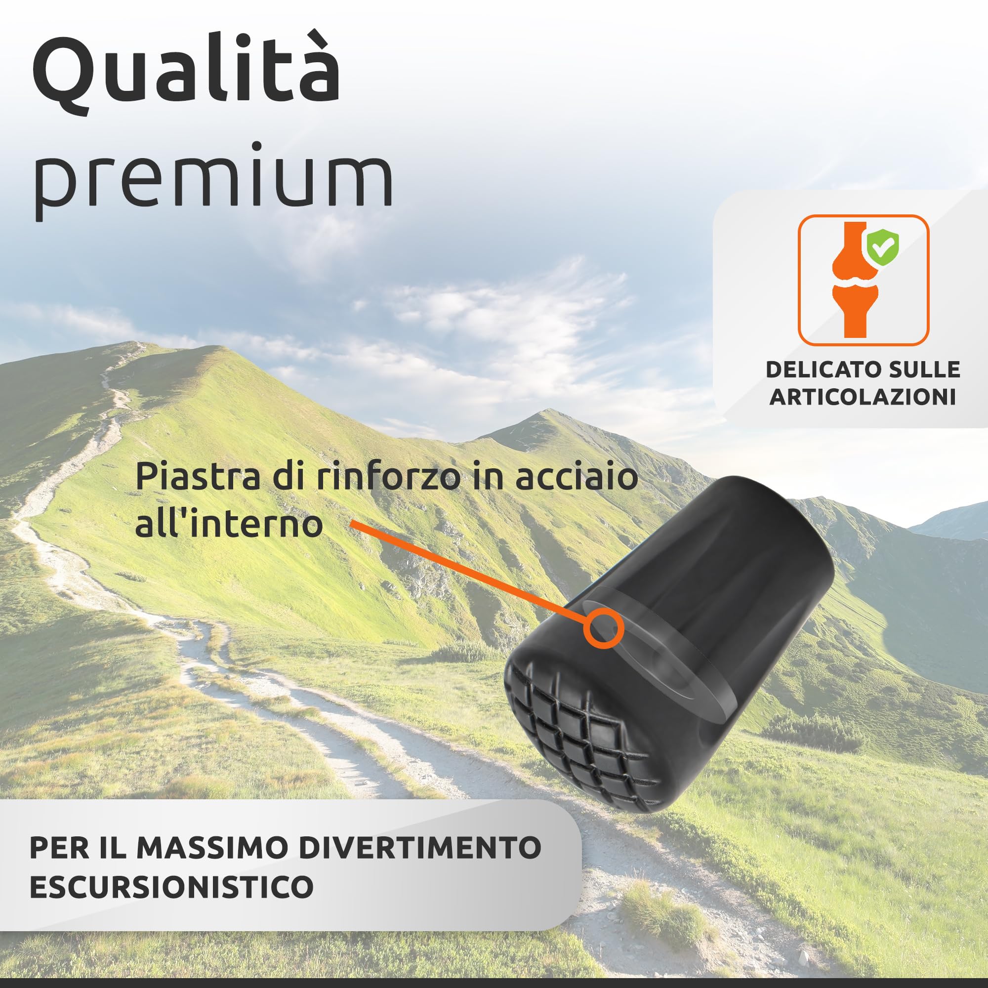 ECENCE Asphalt puntali gomma nordic walking 12pz antiscivolo