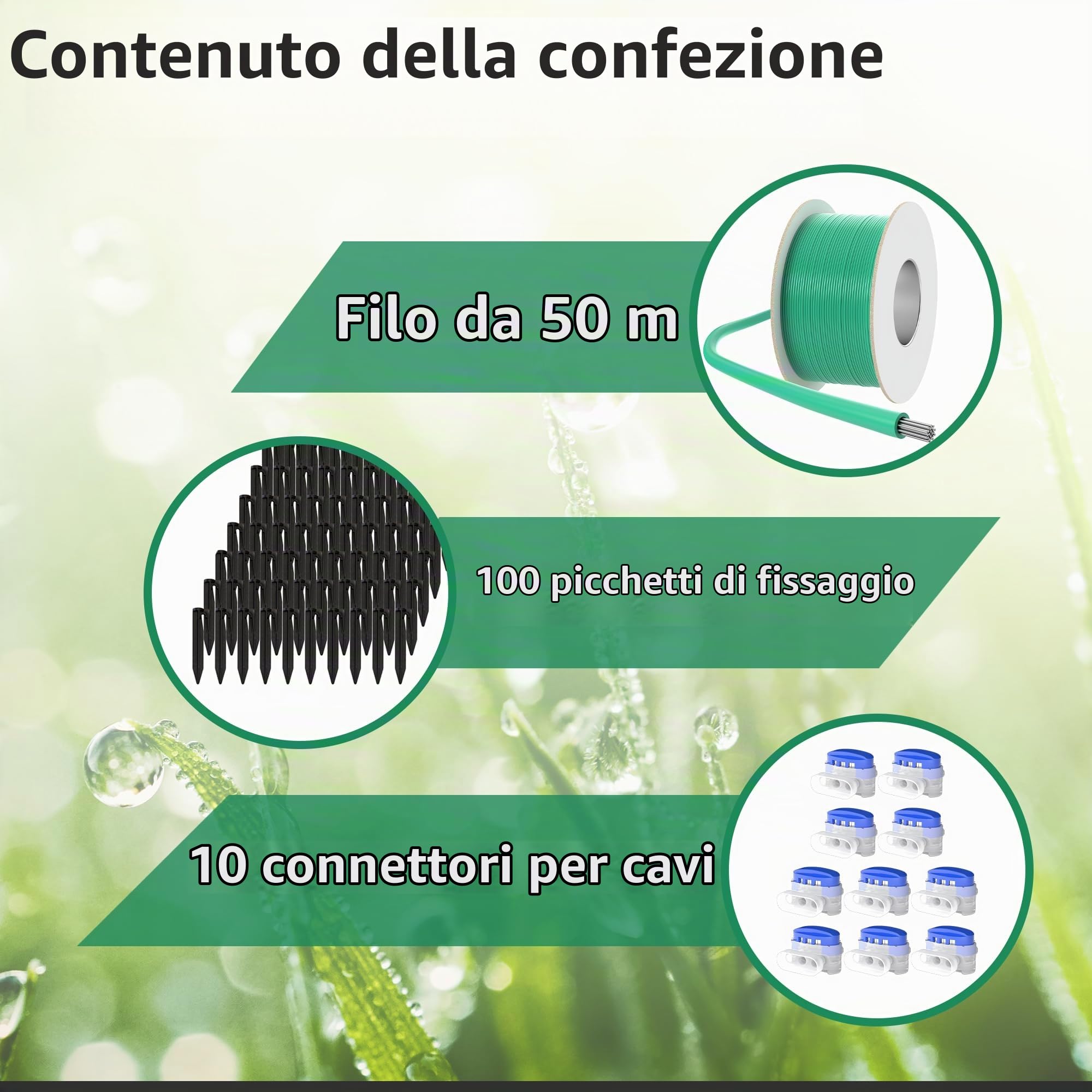 ECENCE Kit Cavo Perimetrale 50m Riparazione 100 Picchetti